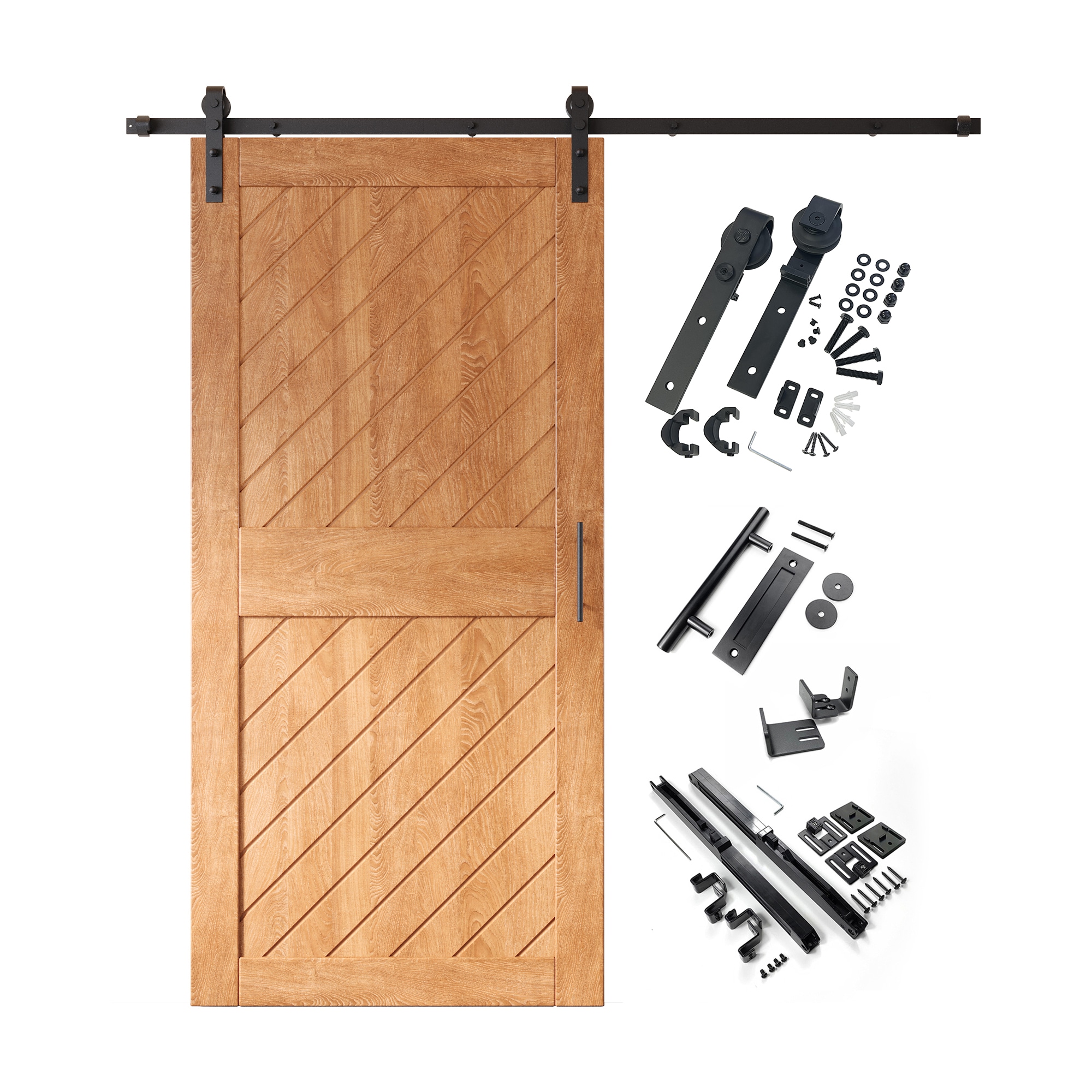 HOMACER YT1H066C-XT1-3284-EA 32-in x 84-in Early American Prefinished Non-standard Pine Wood Solid core Single Barn Door (Hardware Included)