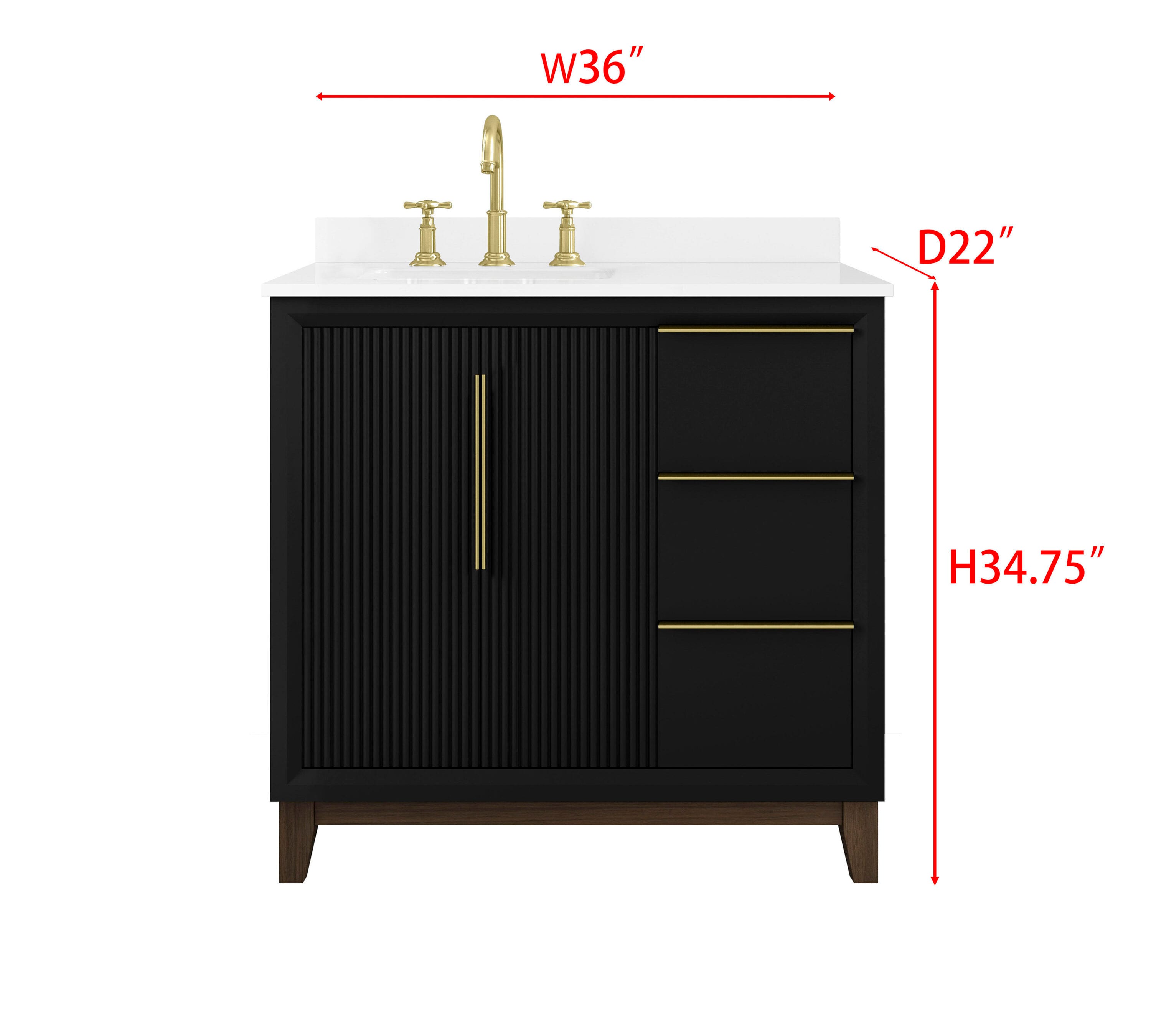 Origin 21 Fetzer 36-in Black and Walnut Undermount Single Sink Bathroom ...