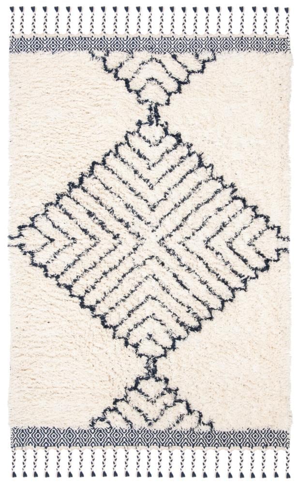 Safavieh CSB251A-4 Casablanca Marjolein 4 x 6 (ft) Wool Ivory/Navy Rectangular Indoor Abstract Bohemian/Eclectic Area rug