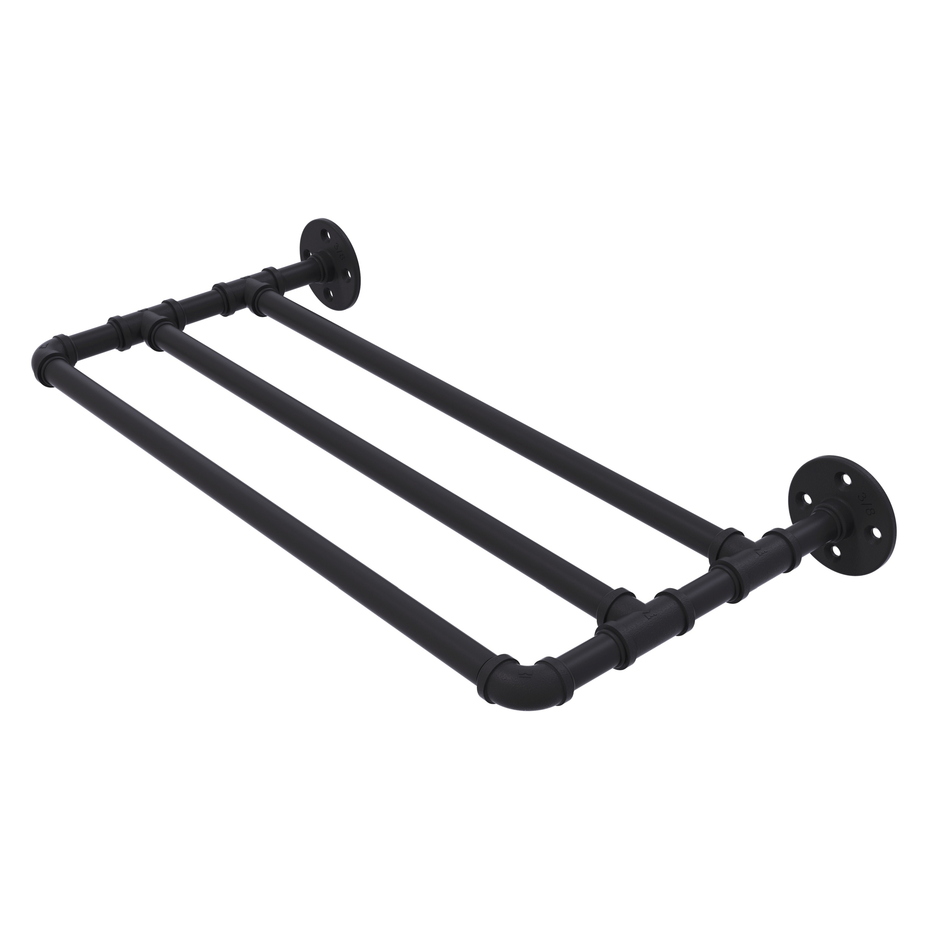 Allied Brass Pipeline Matte Black Wall Mount Towel Rack 10.8-in X 24-in ...