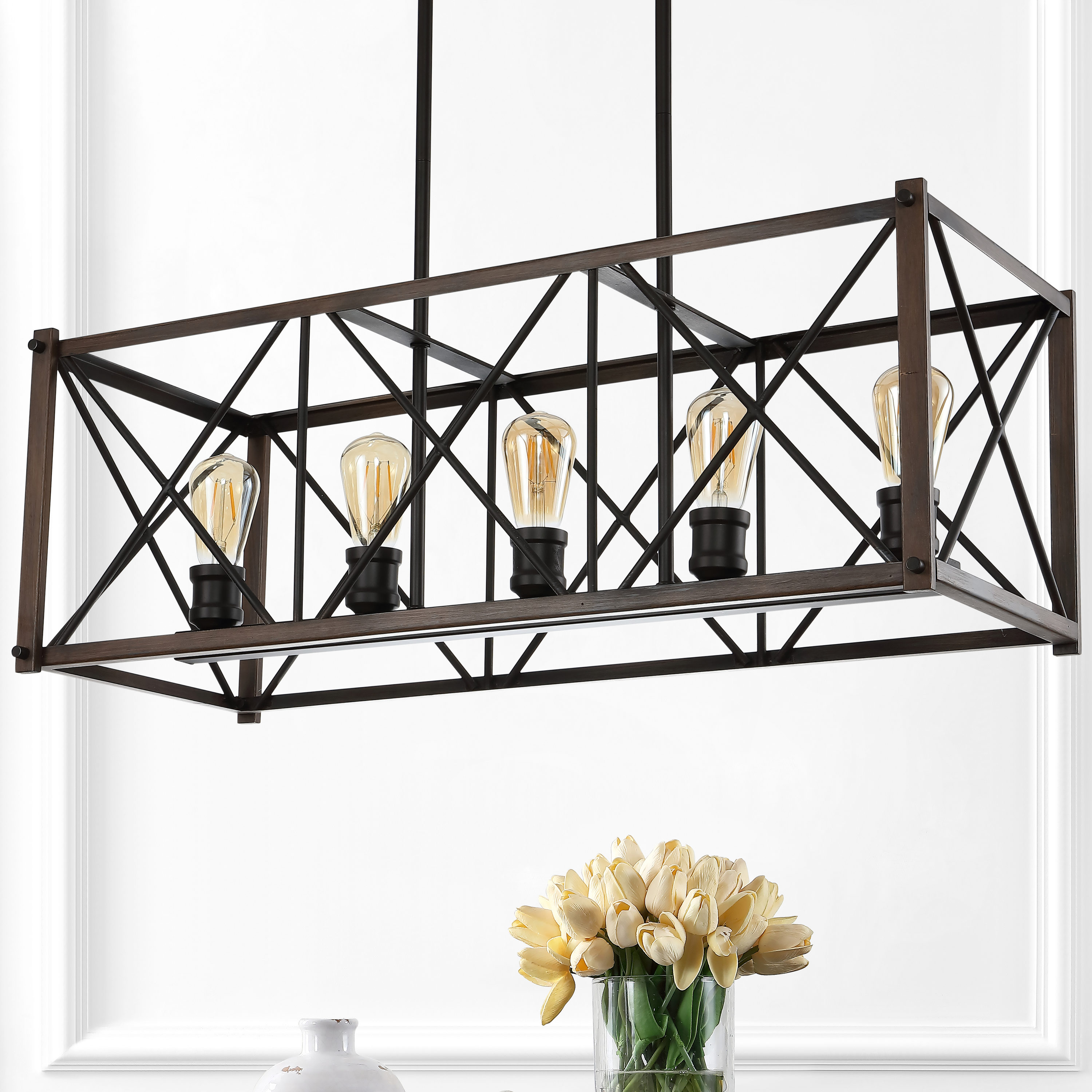 Bronze Farmhouse 33" LED Dimmable Iron Pendant Light