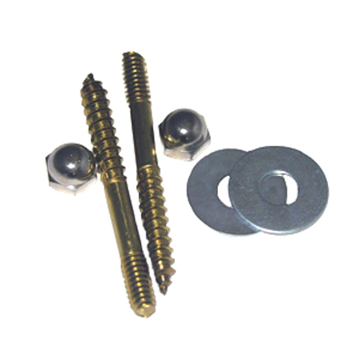 LASCO  04-3601 Toilet Screws with Solid Brass 1/4-Inch by 2-1/2-Inch with Nuts and Washers