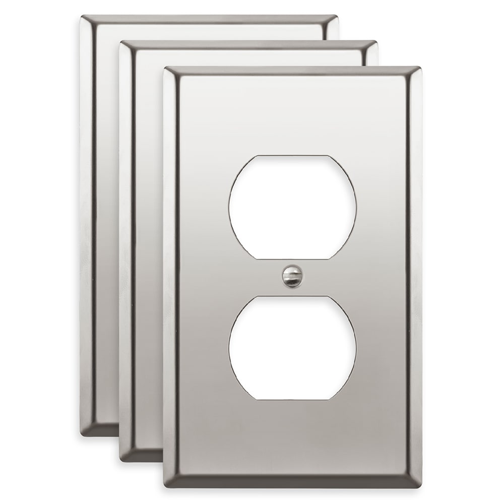 Top Greener 7721-PC-3PCS 1 -Gang Standard Size Polished Chrome Stainless steel Indoor Duplex Wall Plate 3 -Pack