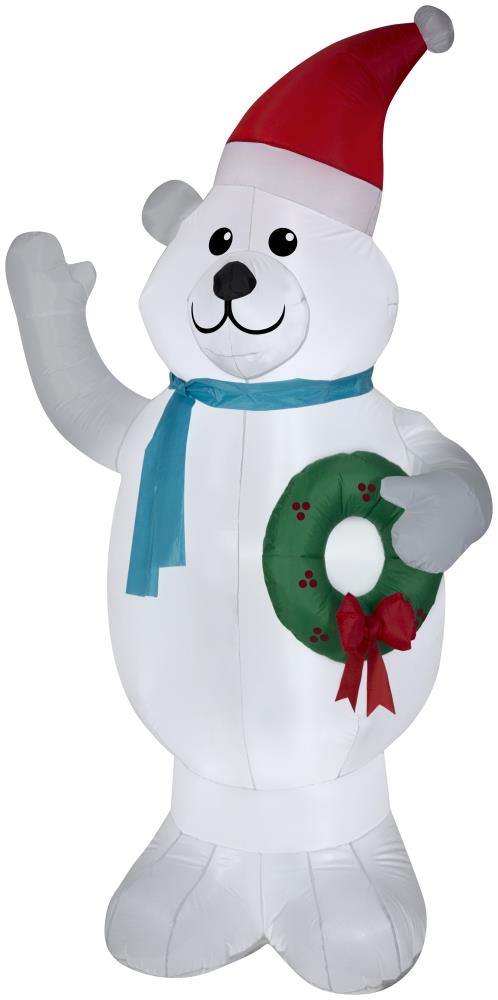 Gemmy POLAR BEAR WITH WREATH in the Christmas Inflatables department at ...
