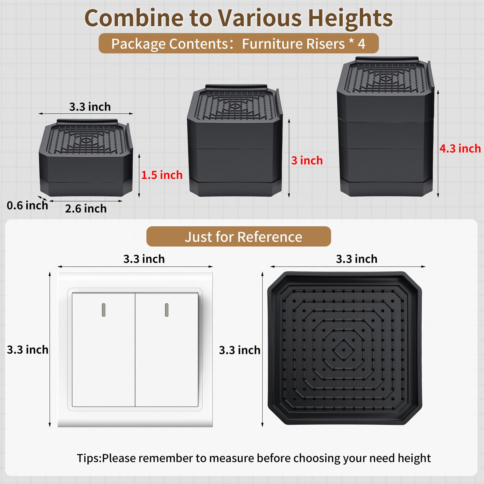 Yichuhaoxi LYI0805Y094 Bed-Risers - View #2