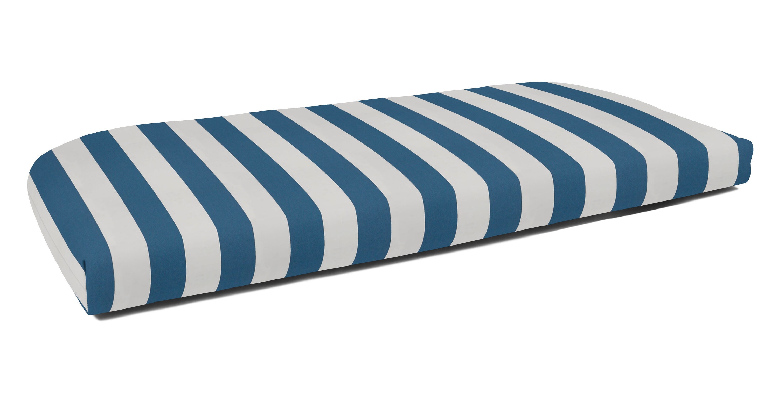 Sunbrella Maxim Regatta Blue Striped Outdoor Settee Cushion