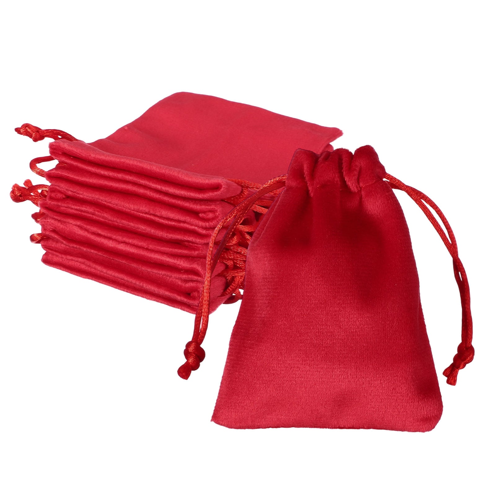 Unique Bargains 12pcs Velvet Gift Bags 2.8x3.5 Inch Small Jewelry Velvet Drawstrings Pouches Gift Bags for Wedding Favor Party Jewelry Packaging Organizing Storage Red #S26051100UX7330