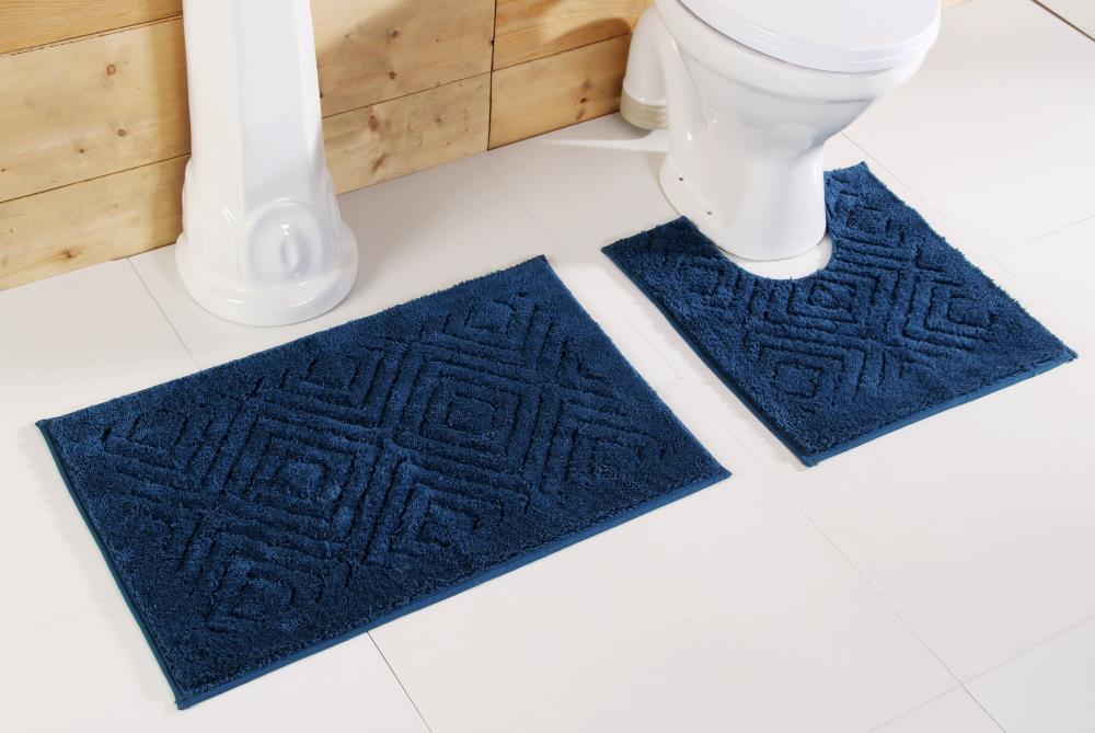New Bathroom Toilet Mat Bathmat Set Absorbent Carpet Contour Rug Non-Slip 2PC 
