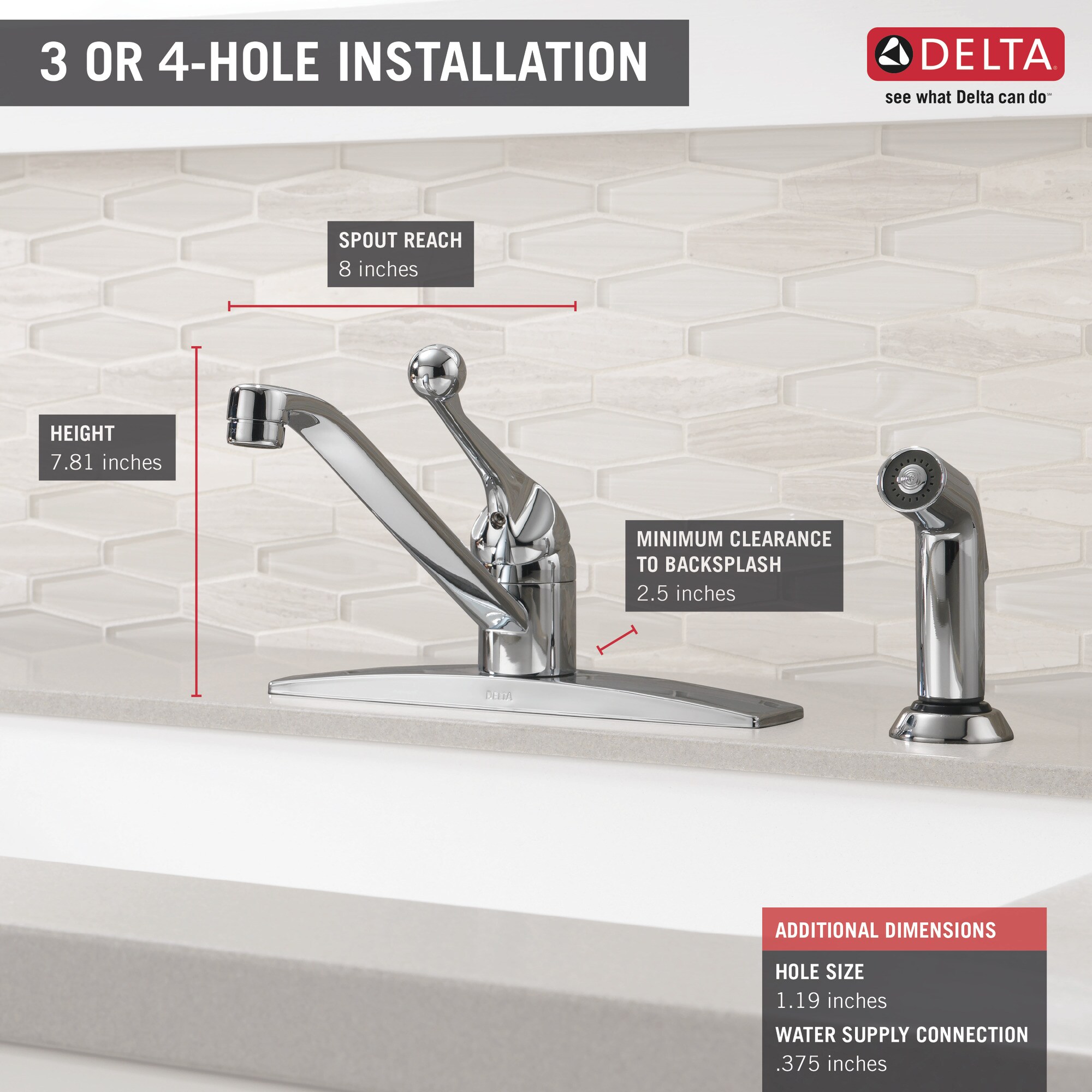 Delta Classic Chrome Single Handle Low-arc Kitchen Faucet with