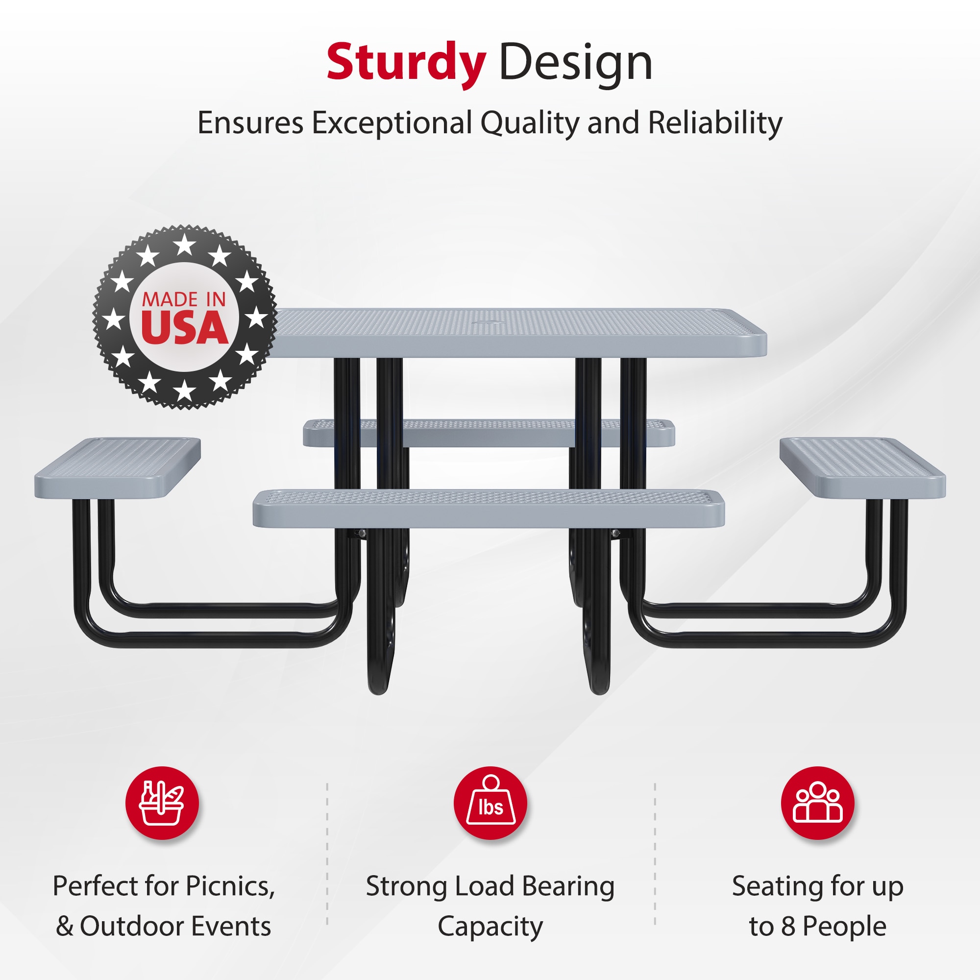 LeisureCraft T46SQP-GRAY Picnic-Tables - View #3