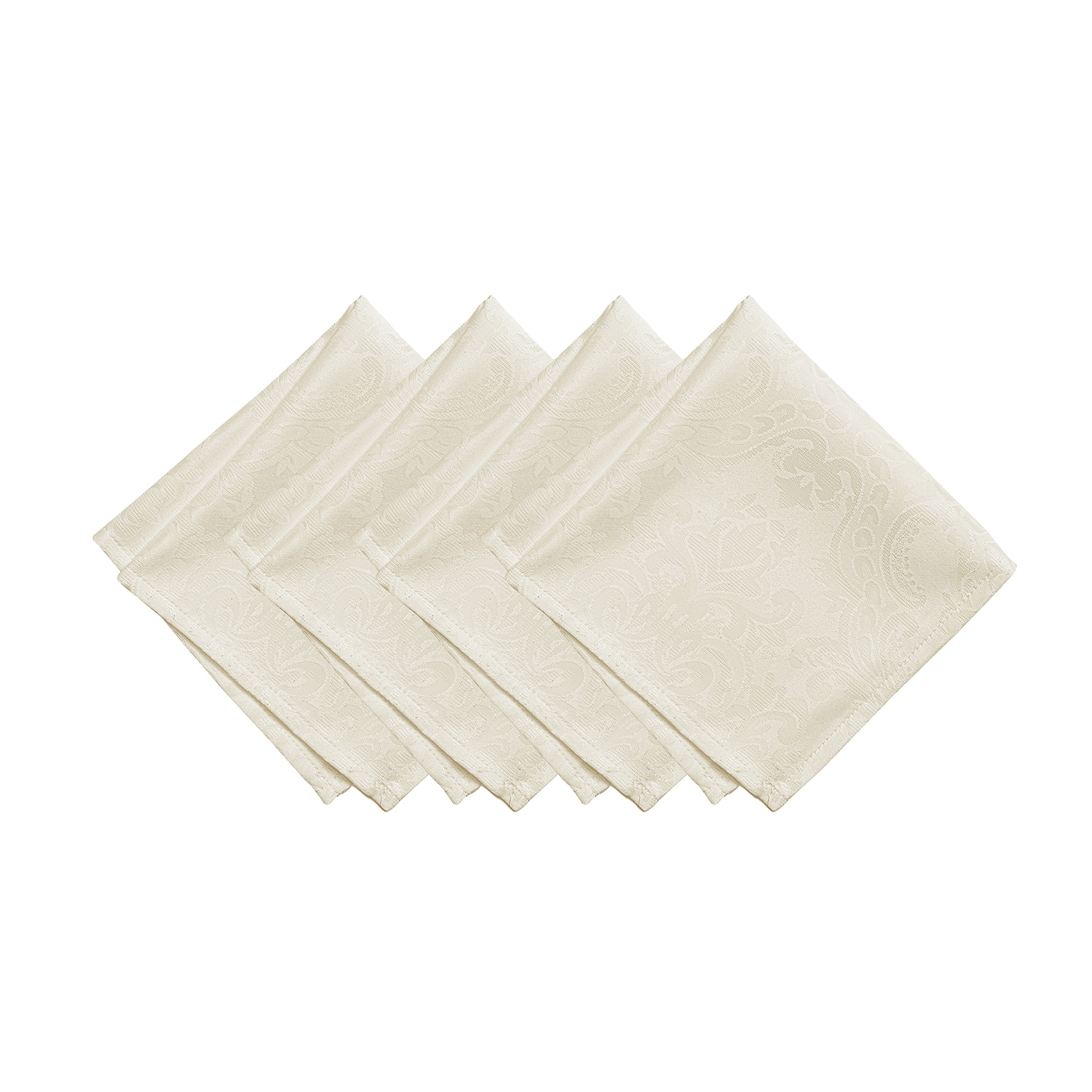 Elrene Home Fashions 739550333145 Caiden Woven Damask 4 -Pack Ivory Polyester Square Napkin(s)