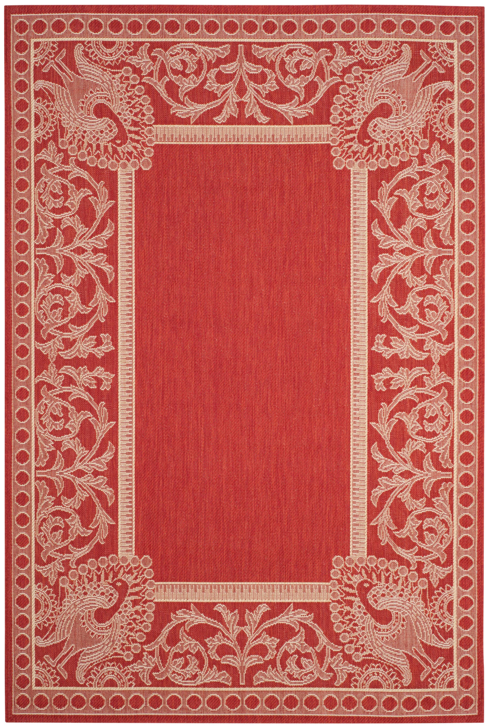 Courtyard Red and Natural Rectangular Stain-Resistant Rug