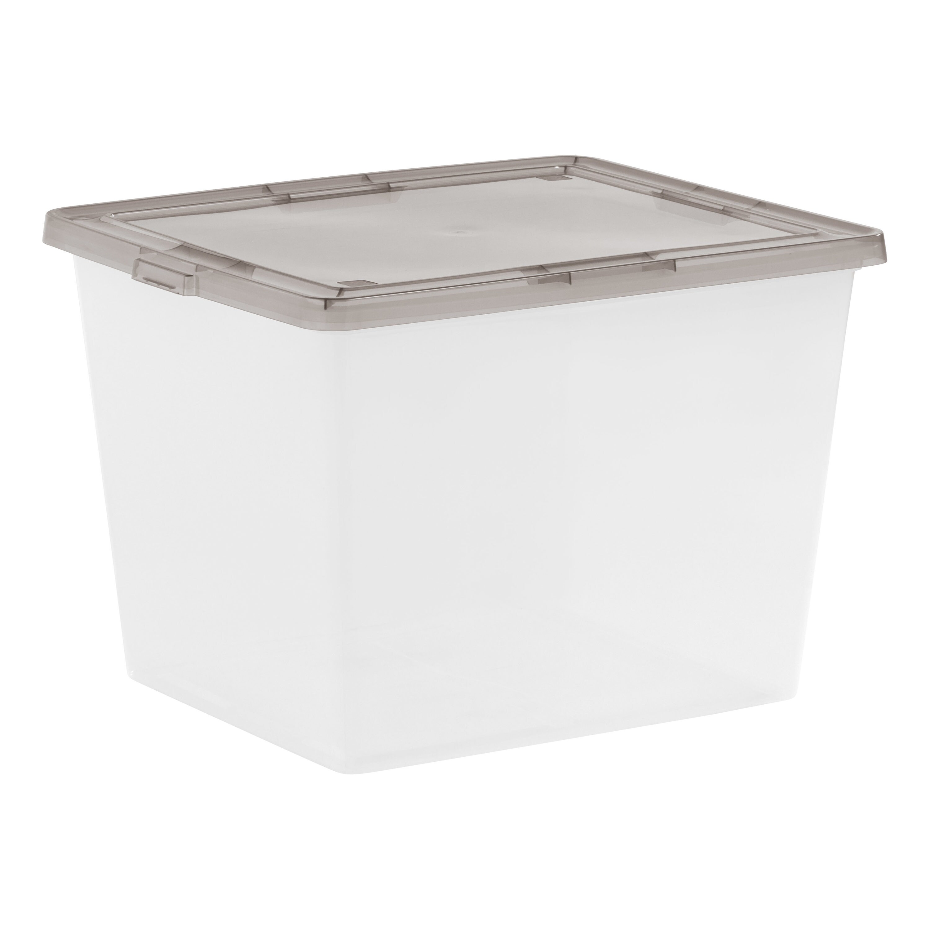 3.6 Gal. Snap Top Plastic Storage Box in Clear with Gray Lid (6
