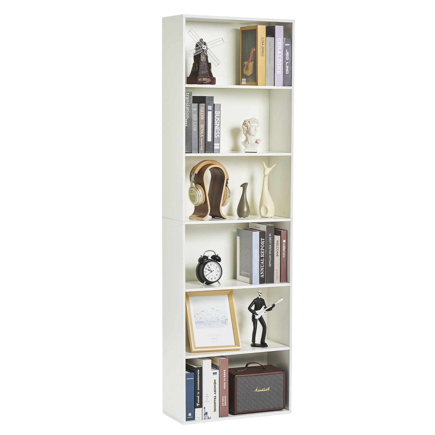 AOXUN H14028WH White Composite 6 -Shelf Bookcase ( 21.6-Inches W x 71.3-Inches H x 9-Inches D ) Finished