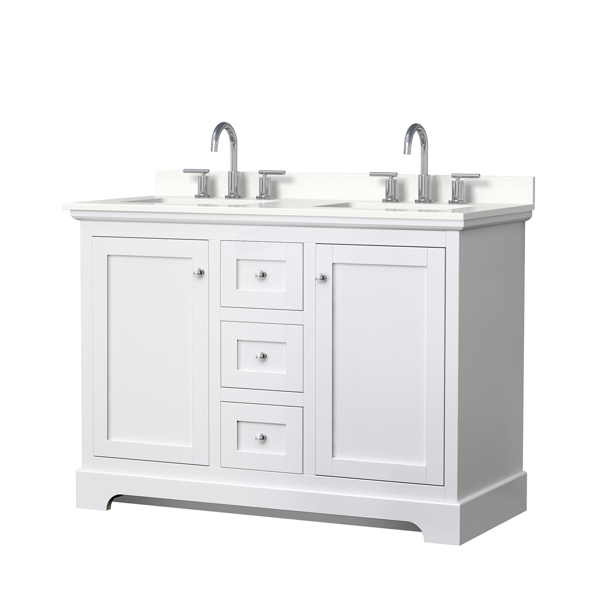 Wyndham Collection Avery 48-in White Undermount Double Sink Bathroom Vanity with White Quartz Quartz Top