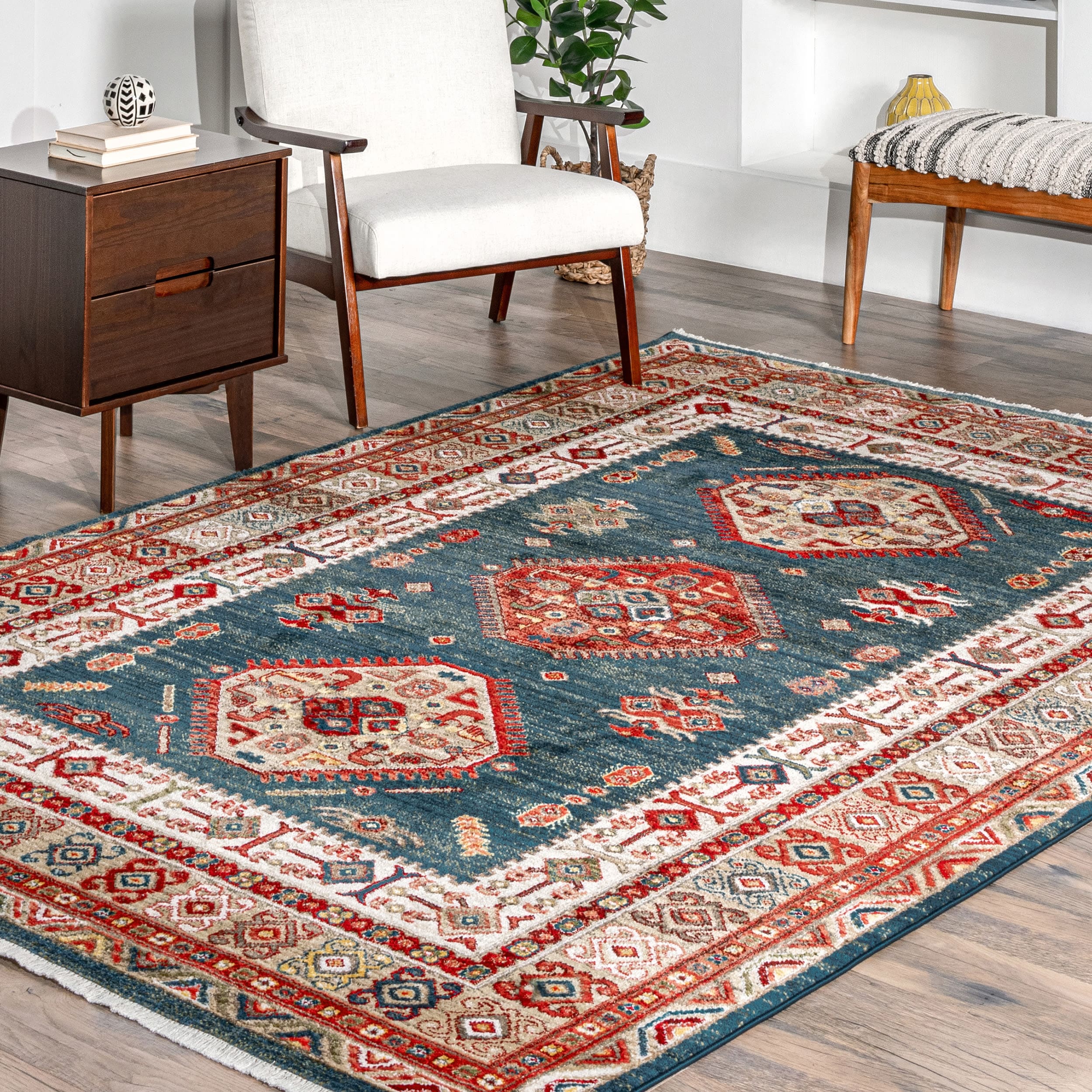 nuLOOM KHTR02A-305 Troy 3 x 5 (ft) Loomed Polypropylene Blue Rectangular Indoor Geometric Area rug