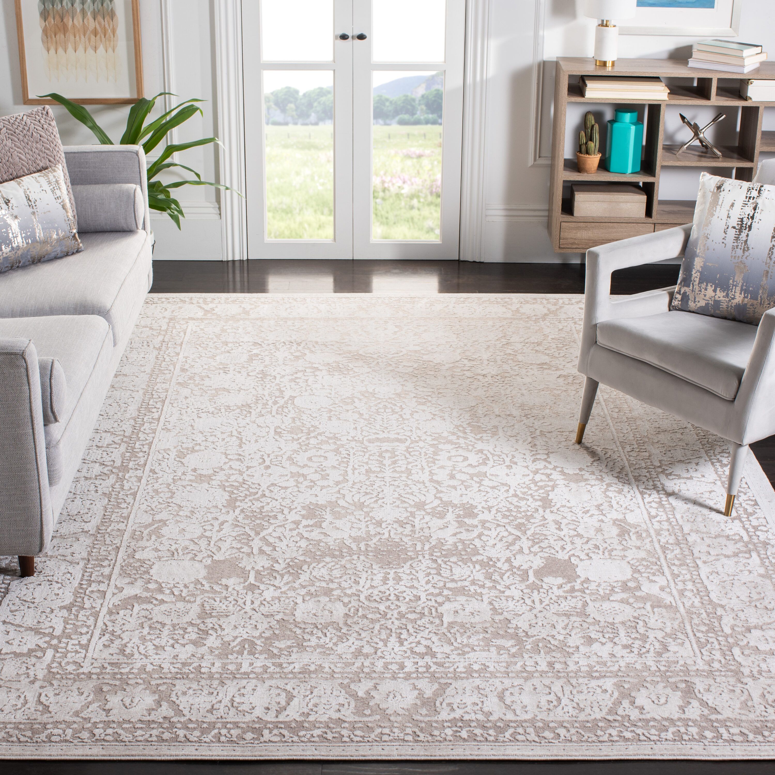 Reflection 10 x 14 (ft) Loomed Polyester/Polypropylene Beige/Cream Rectangular Indoor Mid-Century Modern Professionally Clean Only Area rug