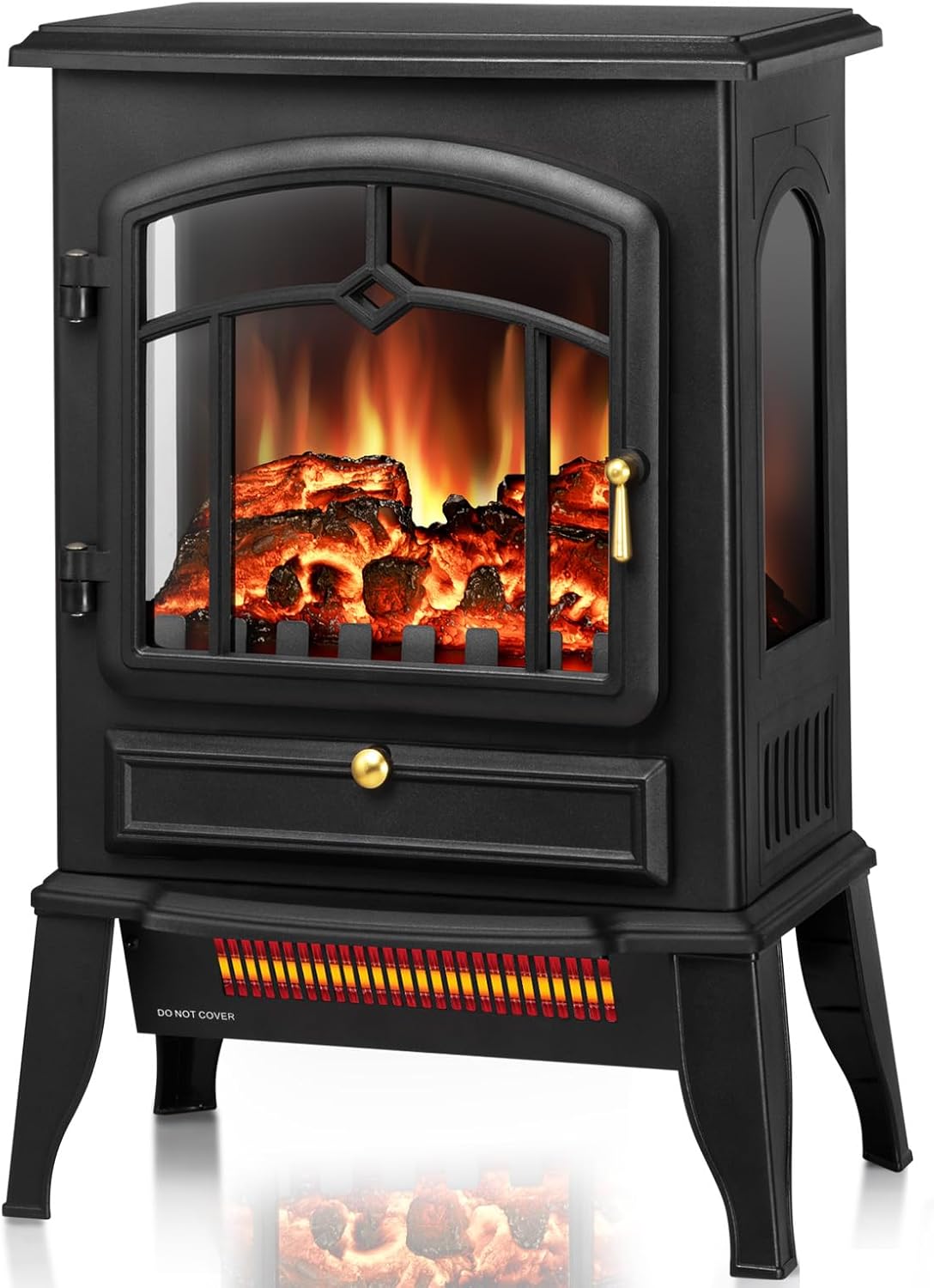 KNDKO 15.35-in W Black Free standing Infrared quartz Corner Electric Fireplace