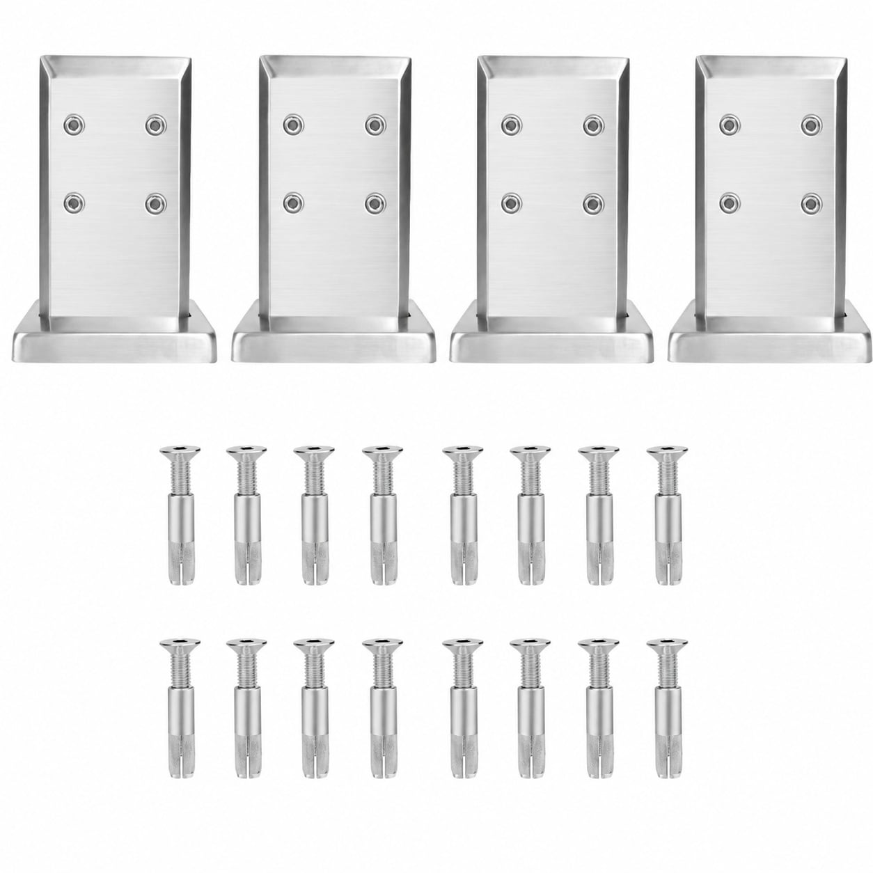 Aoibox  304 Stainless Steel Glass to Glass Spigot Clamps 180 Degree Set of 4 for Deck and Balcony Railing