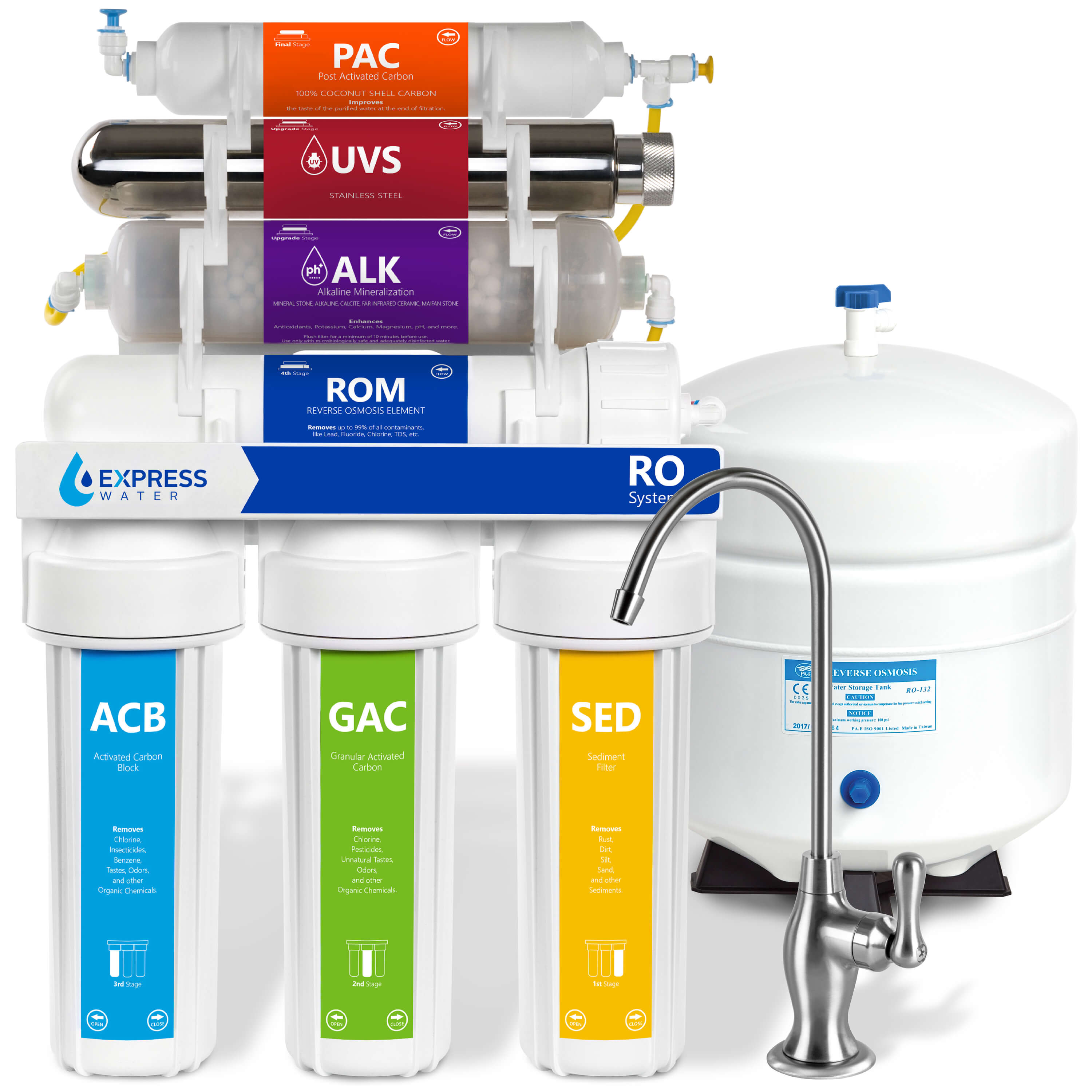 Express Water ROALKUV10D ROALKUV10D 7-stage Multi-method Reverse Osmosis Filtration System