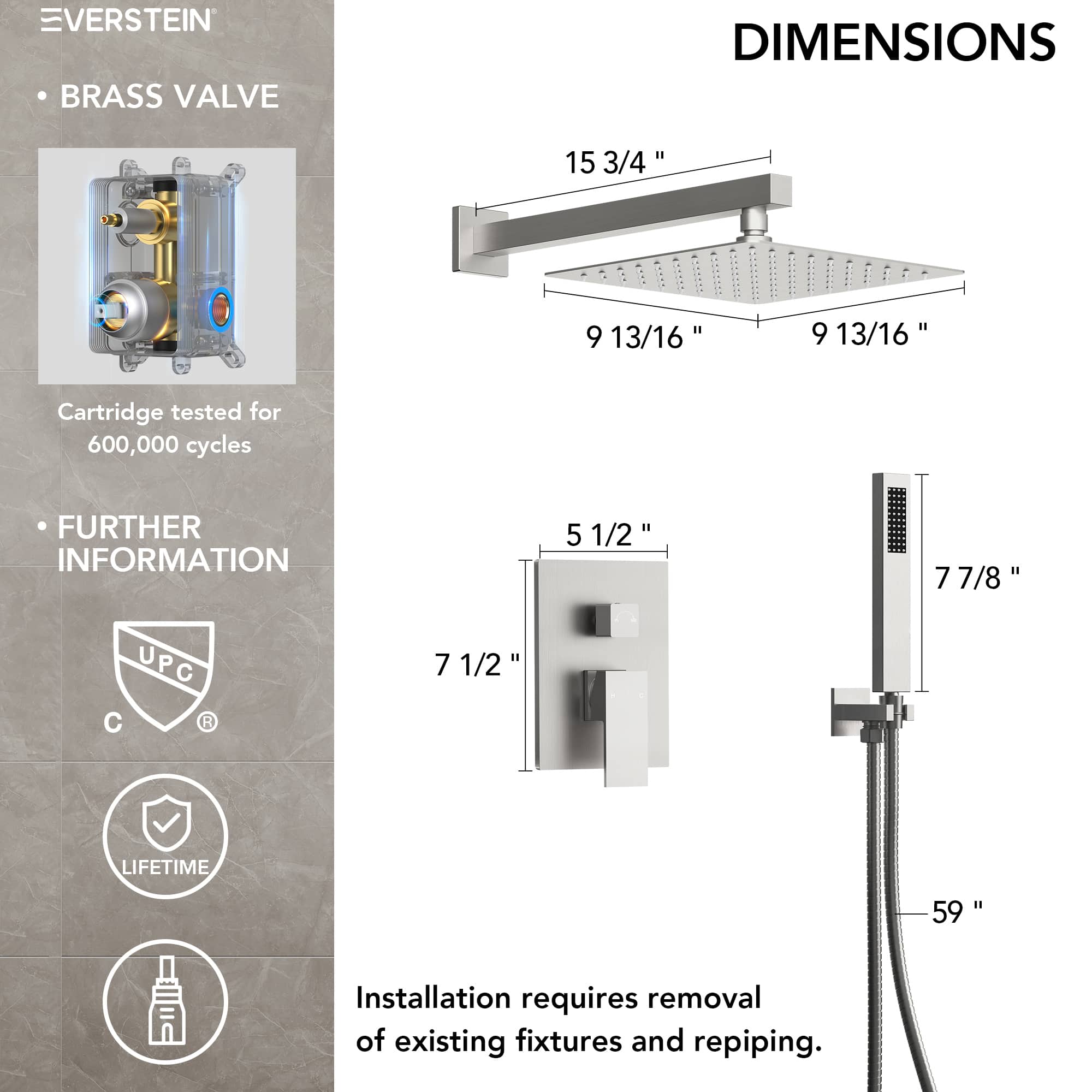 EVERSTEIN M6066NI-10BL Tub-Shower-Faucets - View #9
