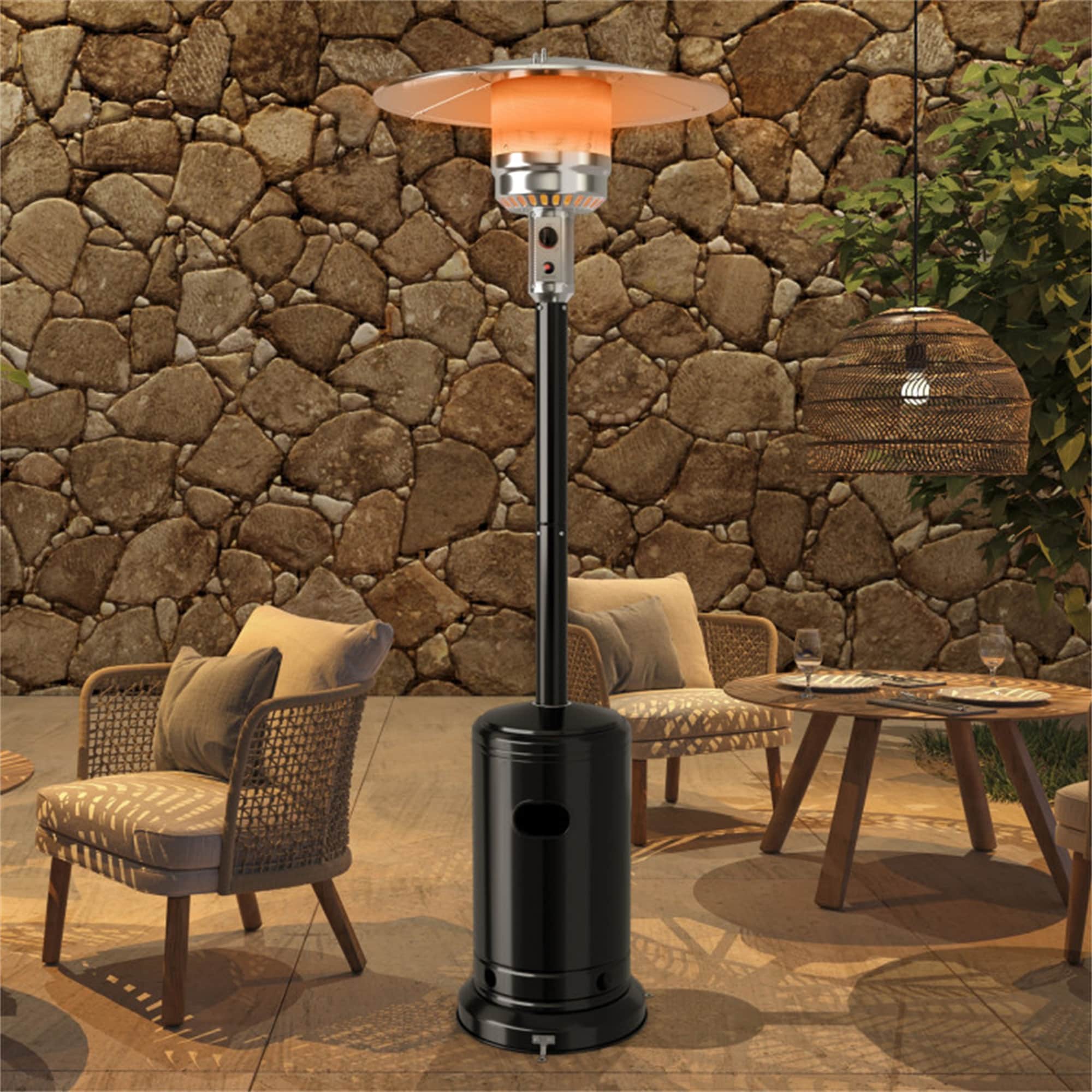 BABOOM BOM-0859BK-CO 50000 -BTU Black Stainless steel Floorstanding Liquid propane Patio Heater
