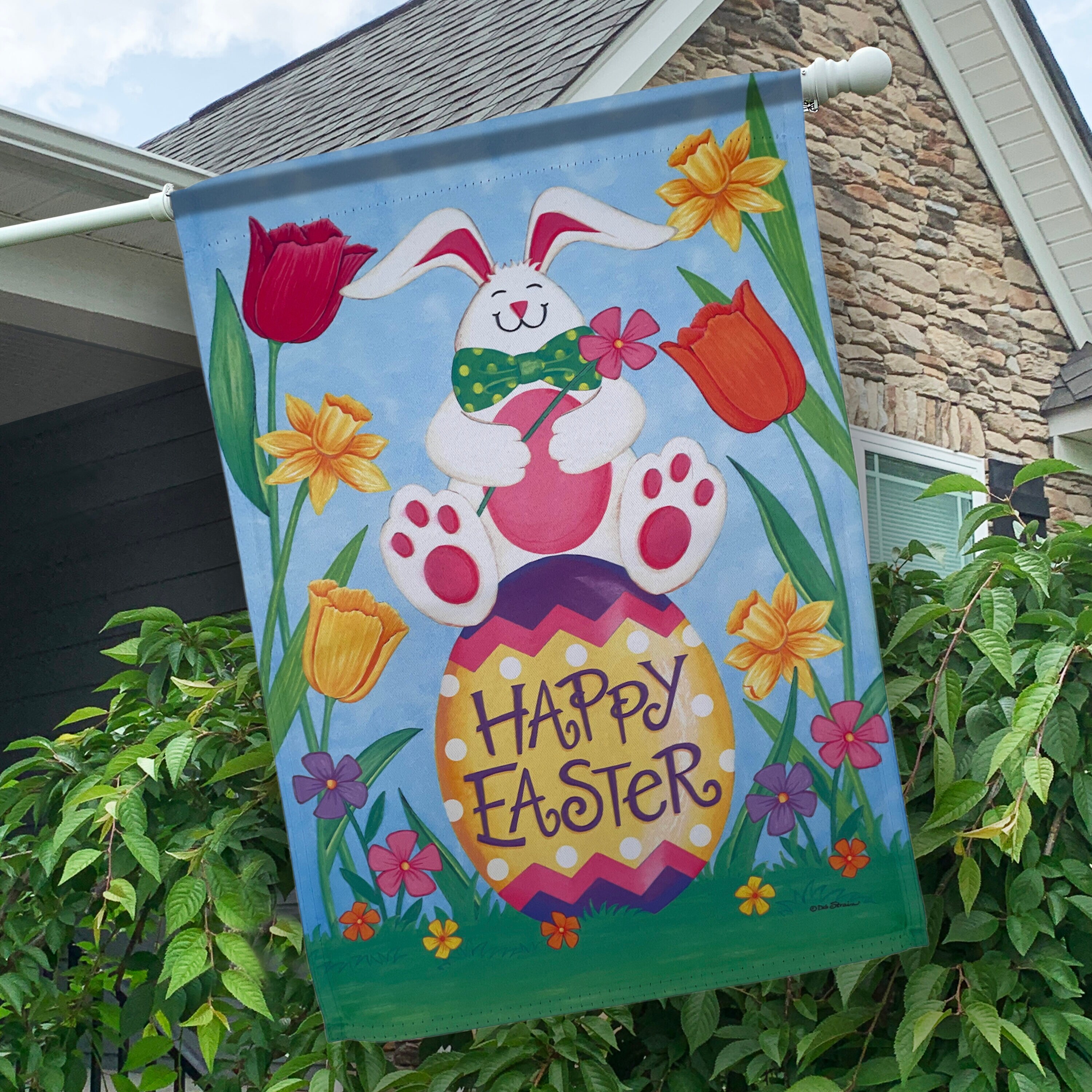 Rain or Shine 3.33-ft W x 2.33-ft H Easter House Flag in the Decorative ...