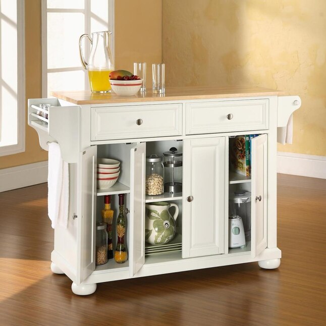 Crosley Furniture White Composite Base with Composite Wood Top Kitchen Island (18-in x 52-in x 34-in) Crosley Furniture White Composite Base with Composite Wood Top Kitchen Island (18-in x 52-in x 34-in)