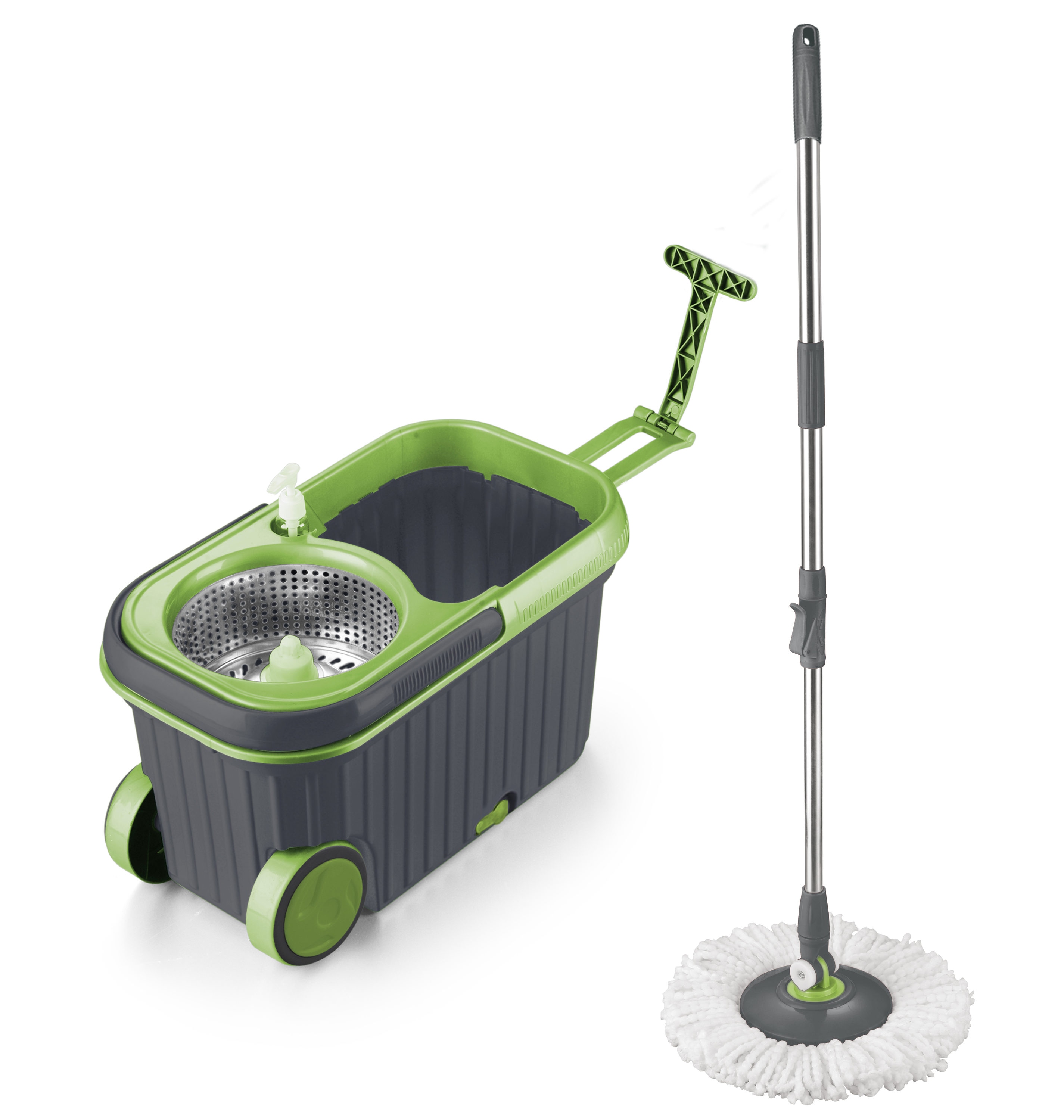 Spin Mop Bucket Floor Cleaning - Mop and Bucket with Wringer Set Commercial  Spinning Mopping Bucket Cleaning Supplies with 2 Replacement Refills,49.2