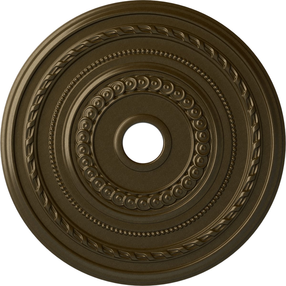 Ekena Millwork CM25COBRS Cole 25.375-in W x 25.375-in L Painted Brass Polyurethane Whole Ceiling Medallion