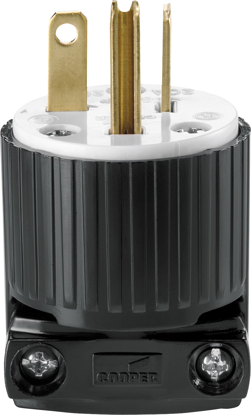 Cooper Wiring Devices 5466-L 20-Amp 250-Volt NEMA 6-20p 3-wire Grounding Industrial Straight Plug, Black