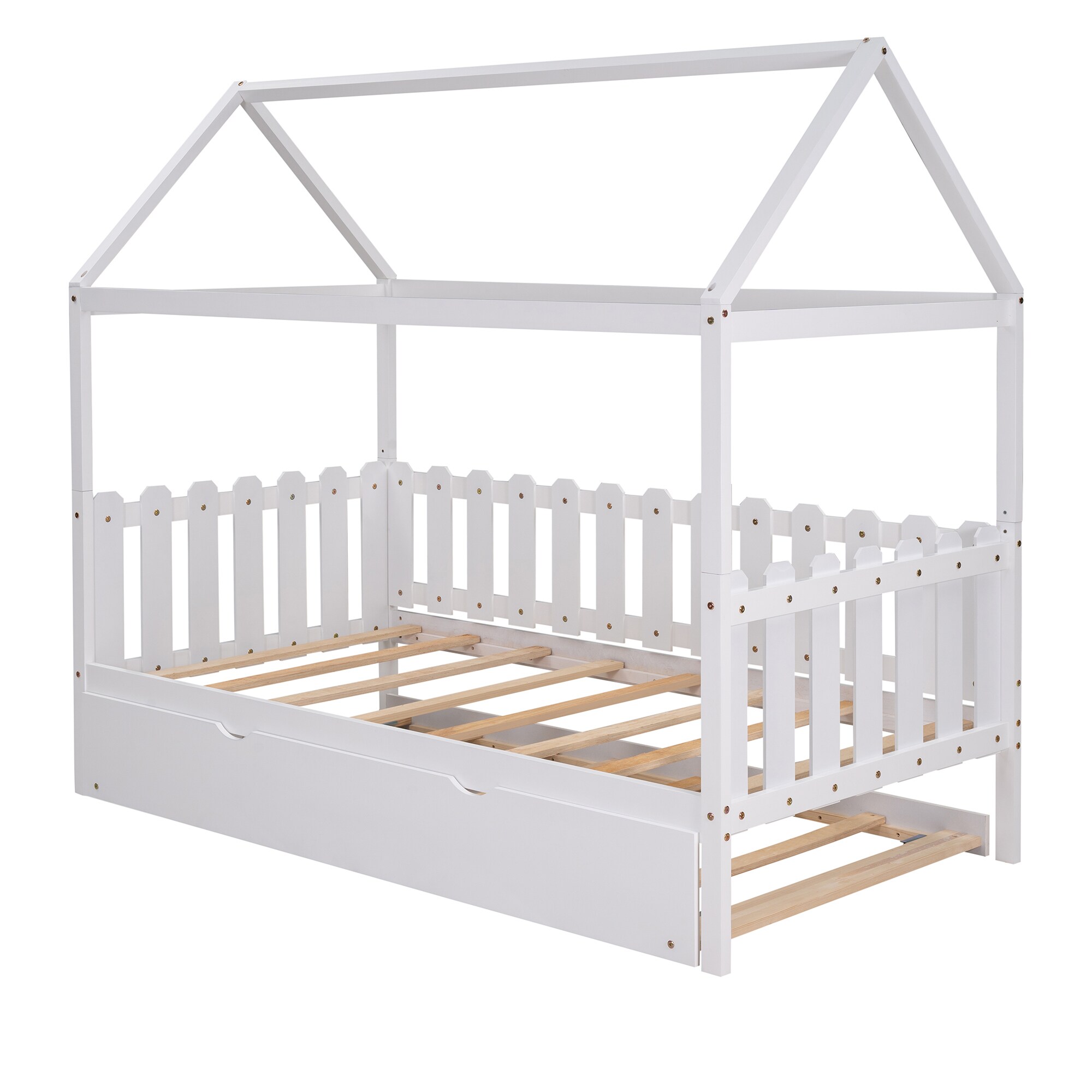 Sumyeg BJC-WF-JW00422001 Twin trundle bed with storage White Twin Wood Bed frame Bed with Storage