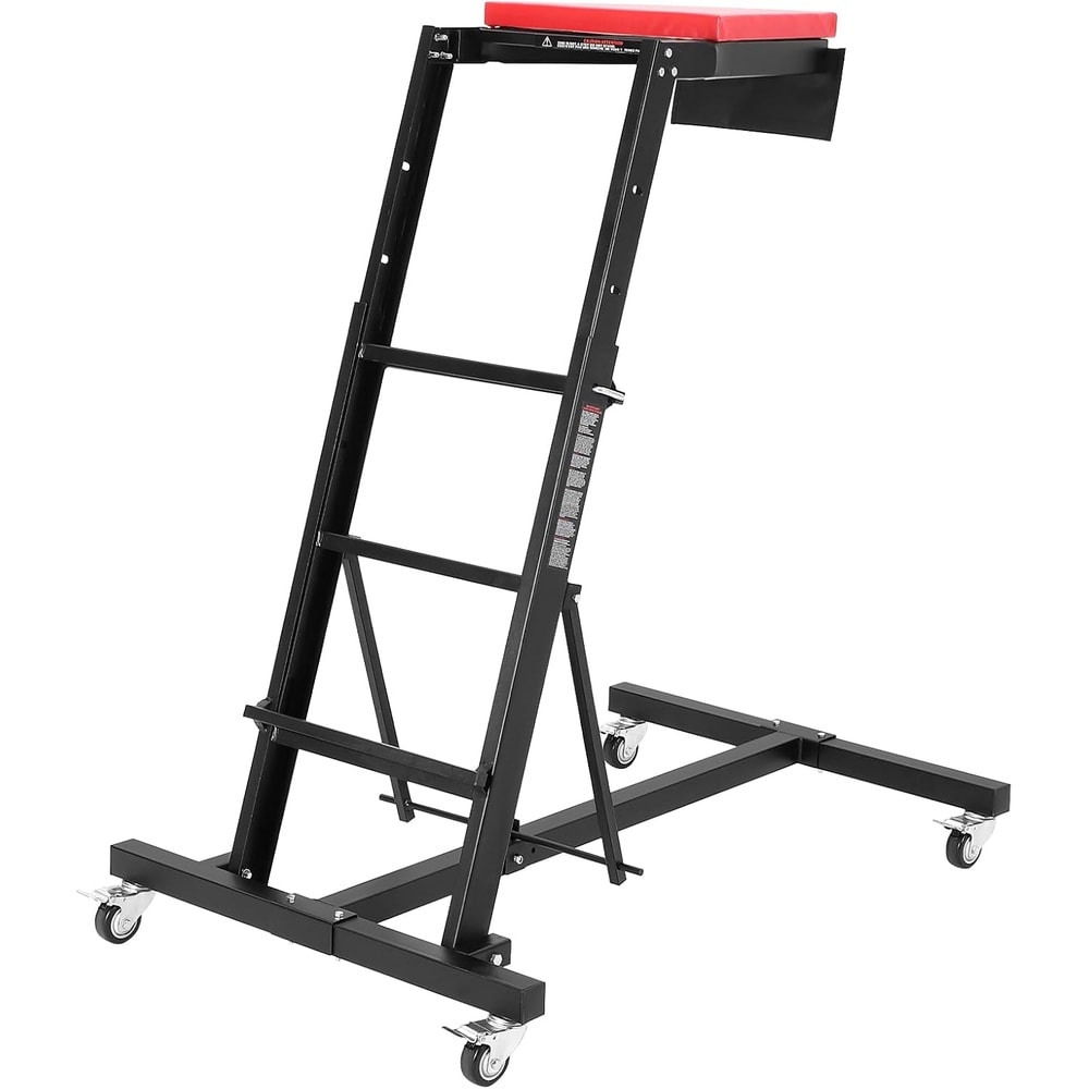 Garvee Heavy Duty Topside Engine Creeper Adjustable Height 45 In -66 In 400 lbs Capacity Padded Red Deck Collapsible Mechanic Creeper with 4 Brake Wheels