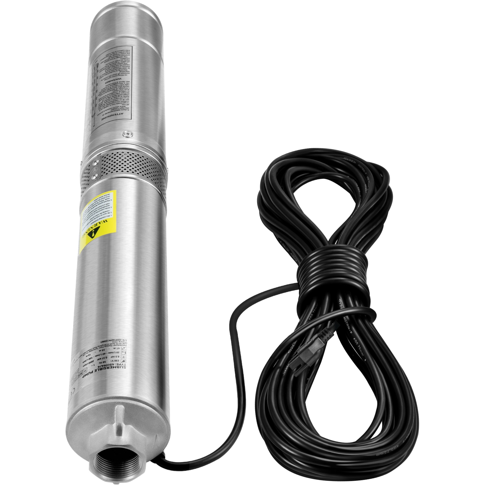 GIVIMO - 2-HP 230-Volt 37-GPM Stainless Steel Deep Well Submersible Pump - 427-ft Max Head with 1...
