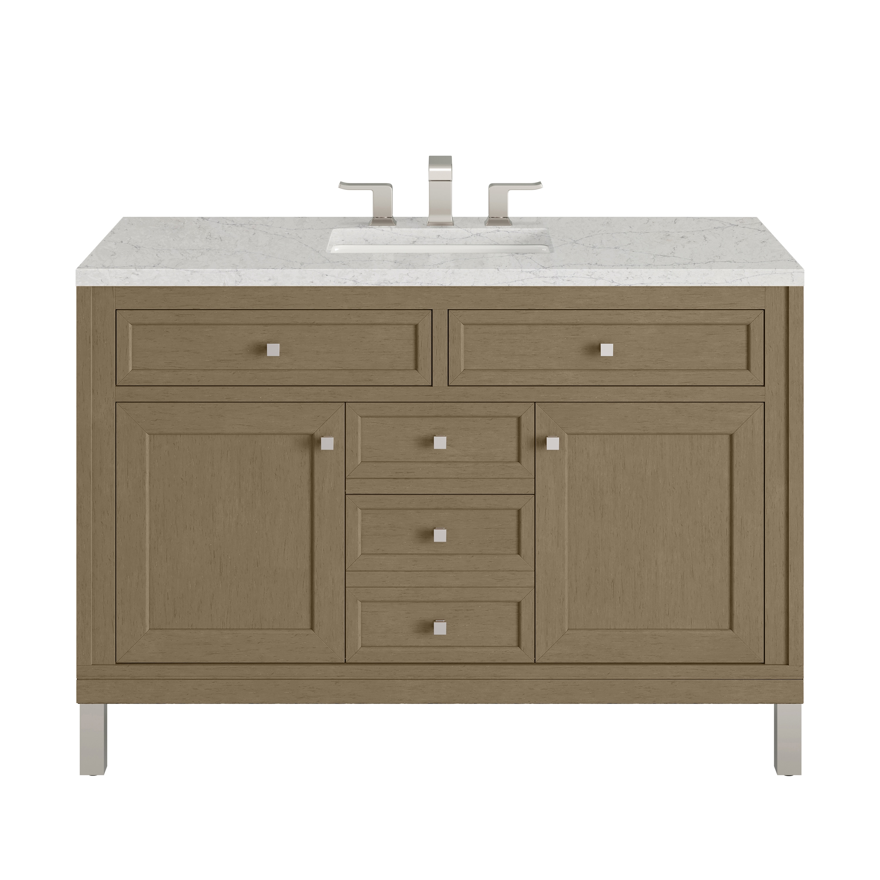 James Martin Vanities 503-V48-WLW-3EJP Chicago 48-in Walnut Whisper Undermount Single sink Bathroom Vanity with Eternal Jasmine Pearl Engineered stone Top