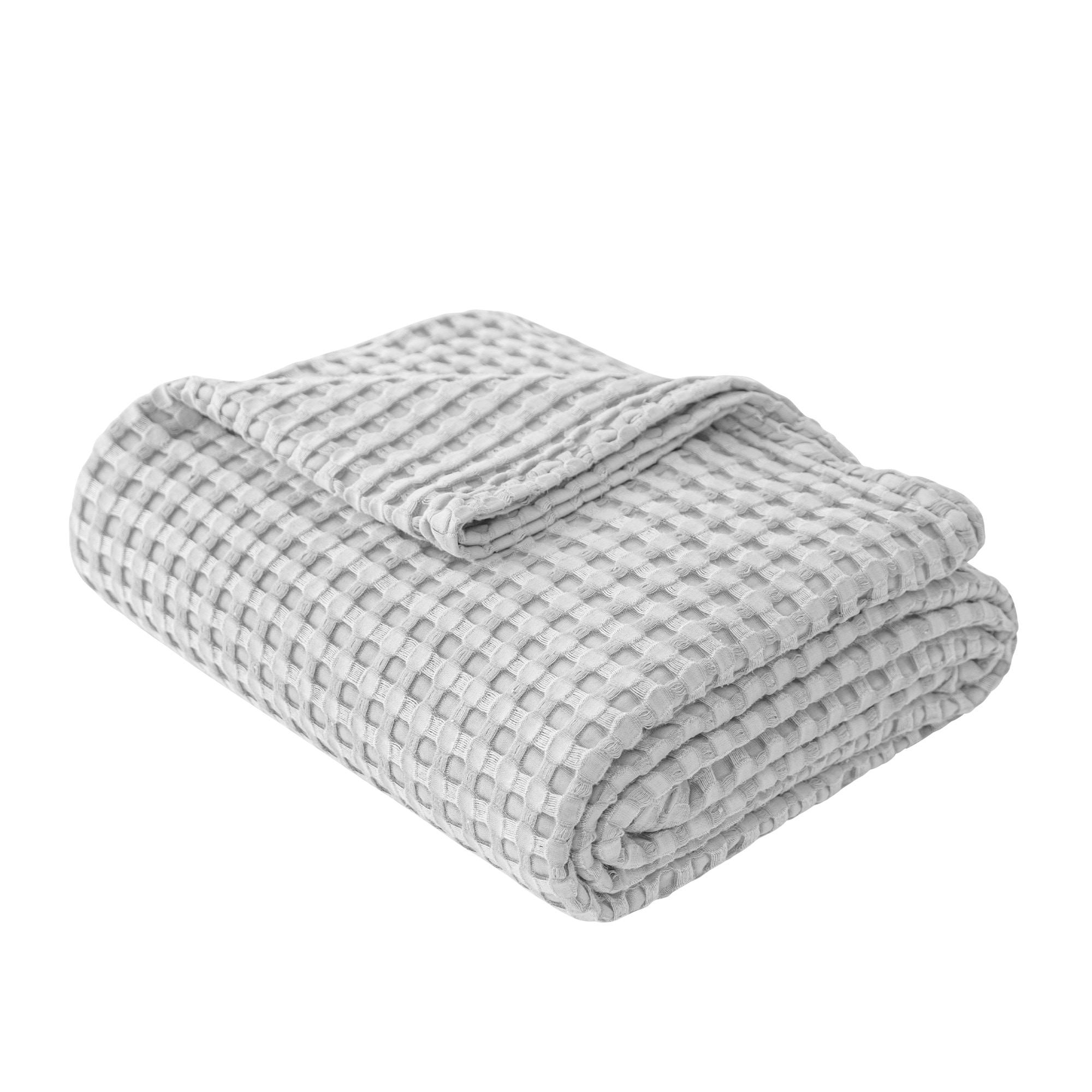 Awesome Home Waffle Large Grid Pattern Gray Queen Bamboo Viscose Blanket