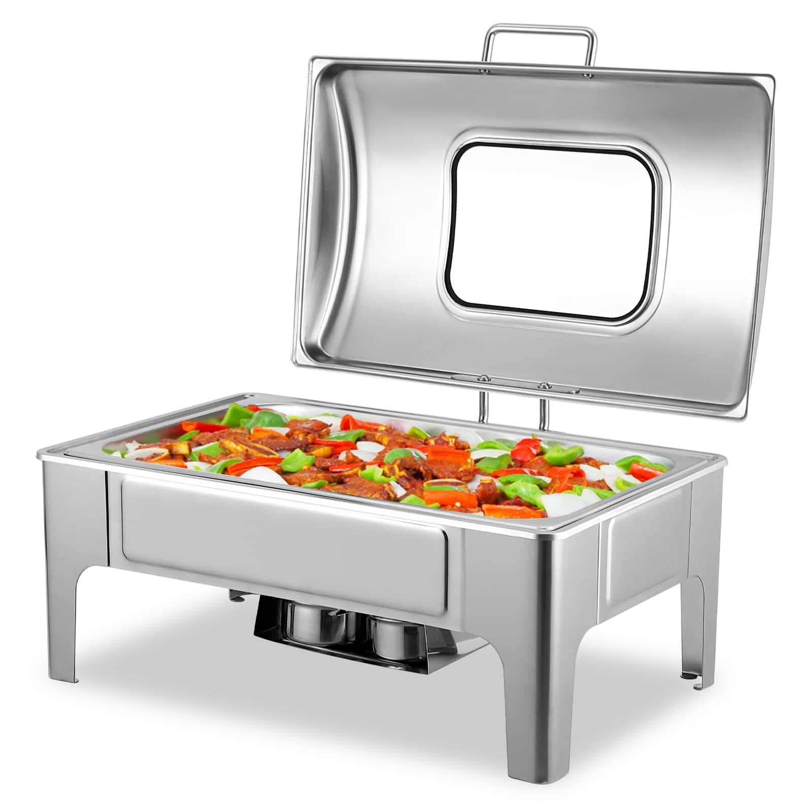 WhizMax JXNAG-PHO-13LJV7OW Chafing Dish Buffet Set 9 Qt Stainless Steel Flip Cover Chafer with Viewing Lid Buffet Servers and Warmers Set Warming Tray for Wedding Parties Banquet Catering Events