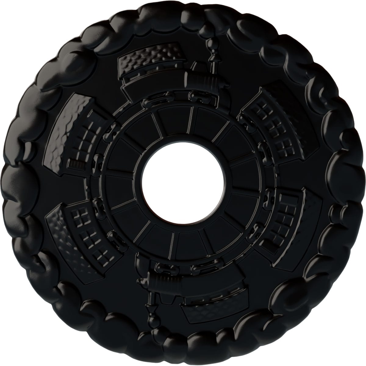 Ekena Millwork CM18KDBLF Kendall Train Station 18.5-in W x 18.5-in L Painted Jet Black Polyurethane Whole Ceiling Medallion