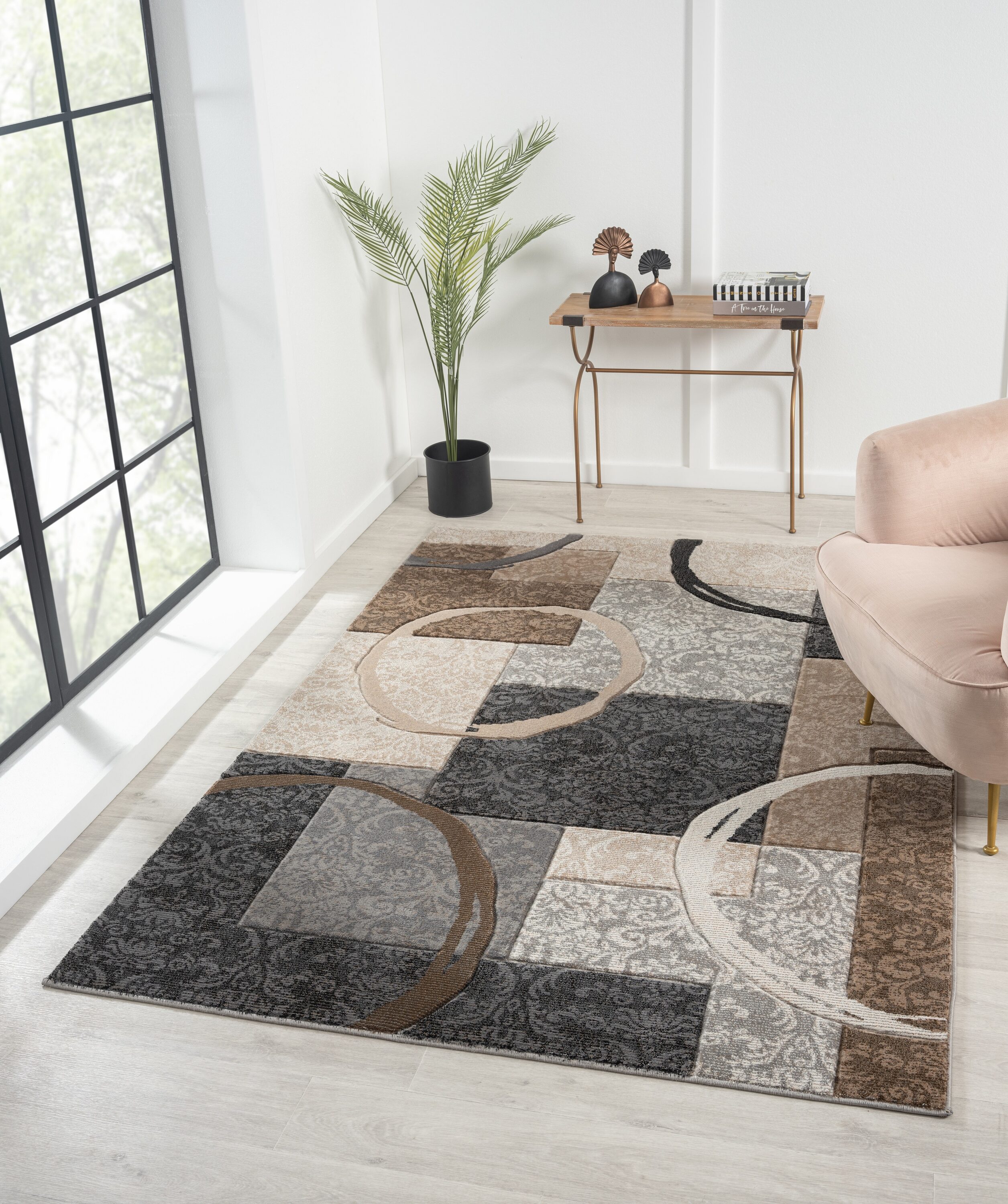 MDA Rugs AX0623 Alexia 2 x 3 (ft) Polypropylene Beige/Brown Rectangular Indoor Geometric Area rug