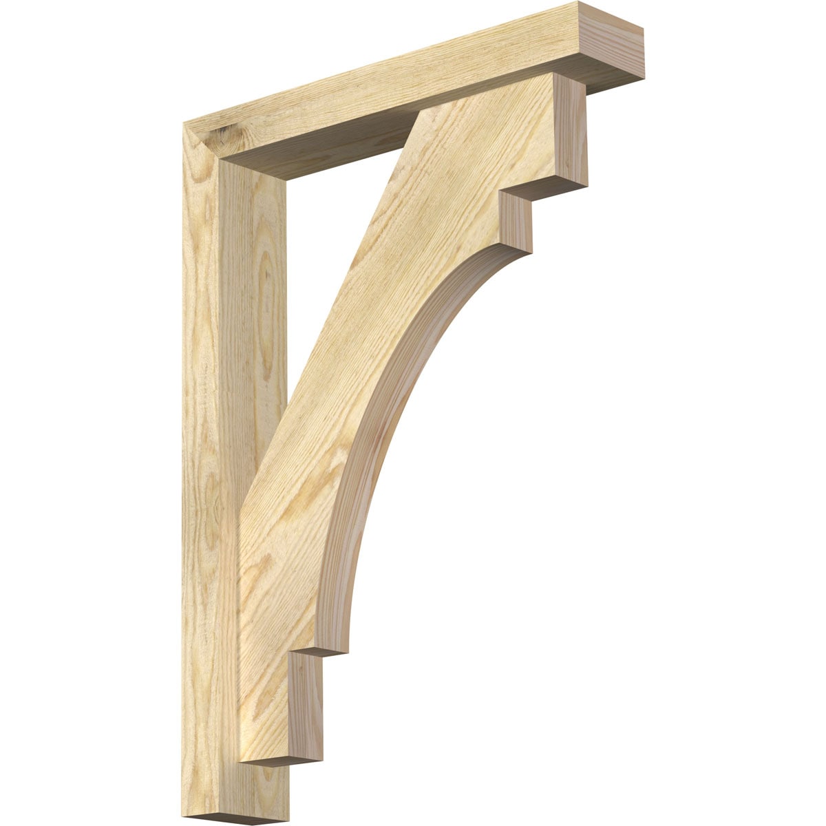 Ekena Millwork 1463218 Merced Block Rough Sawn Bracket with Offset Brace 4-in x 20-in x 28-in Douglas fir Brown Wood Standard bracket