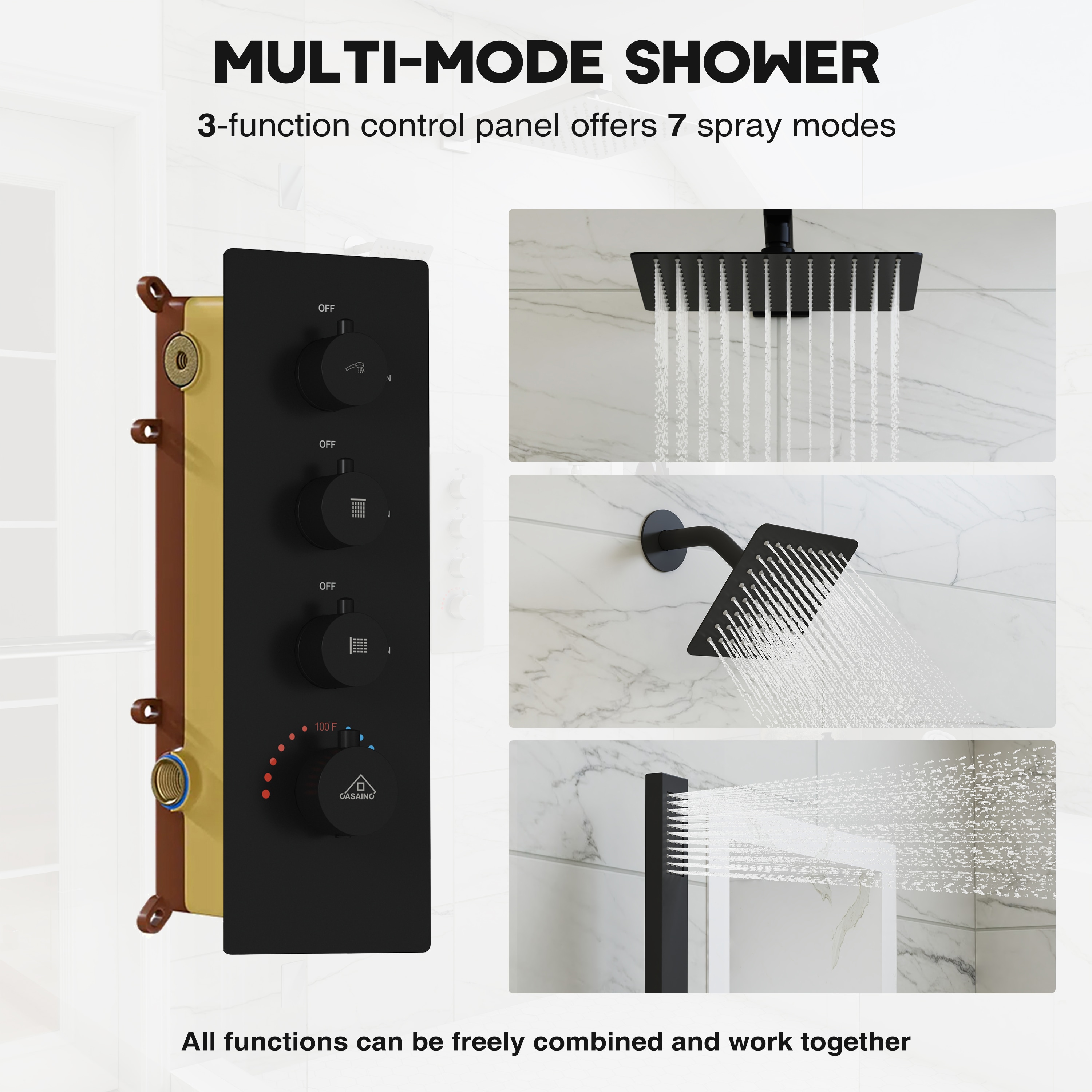 CASAINC CS6223-22MB Showerhead-Bar-Panels - View #5