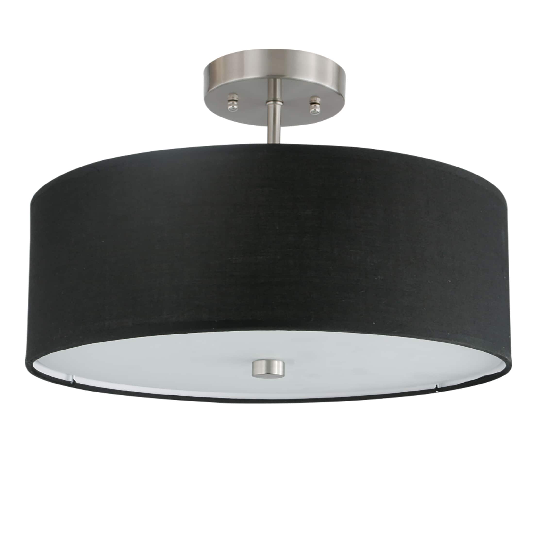 Dainolite 571-143SF-SC-BK Everly 3 -Light 14.25-in Satin Chrome Semi Flush Mount Light