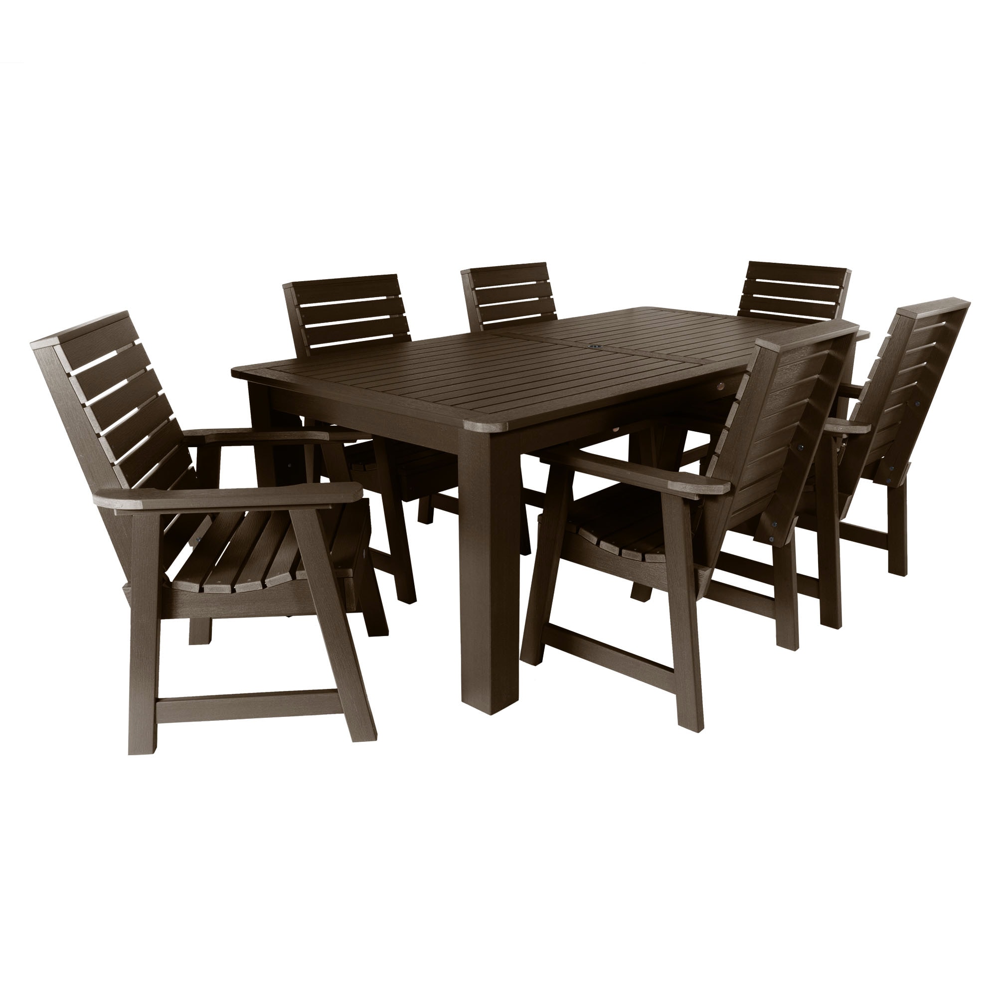 The Weatherly Collection 7-Piece Brown Patio Dining Set Stainless Steel | - highwood AD-ST7WL1CO5AA-ACE
