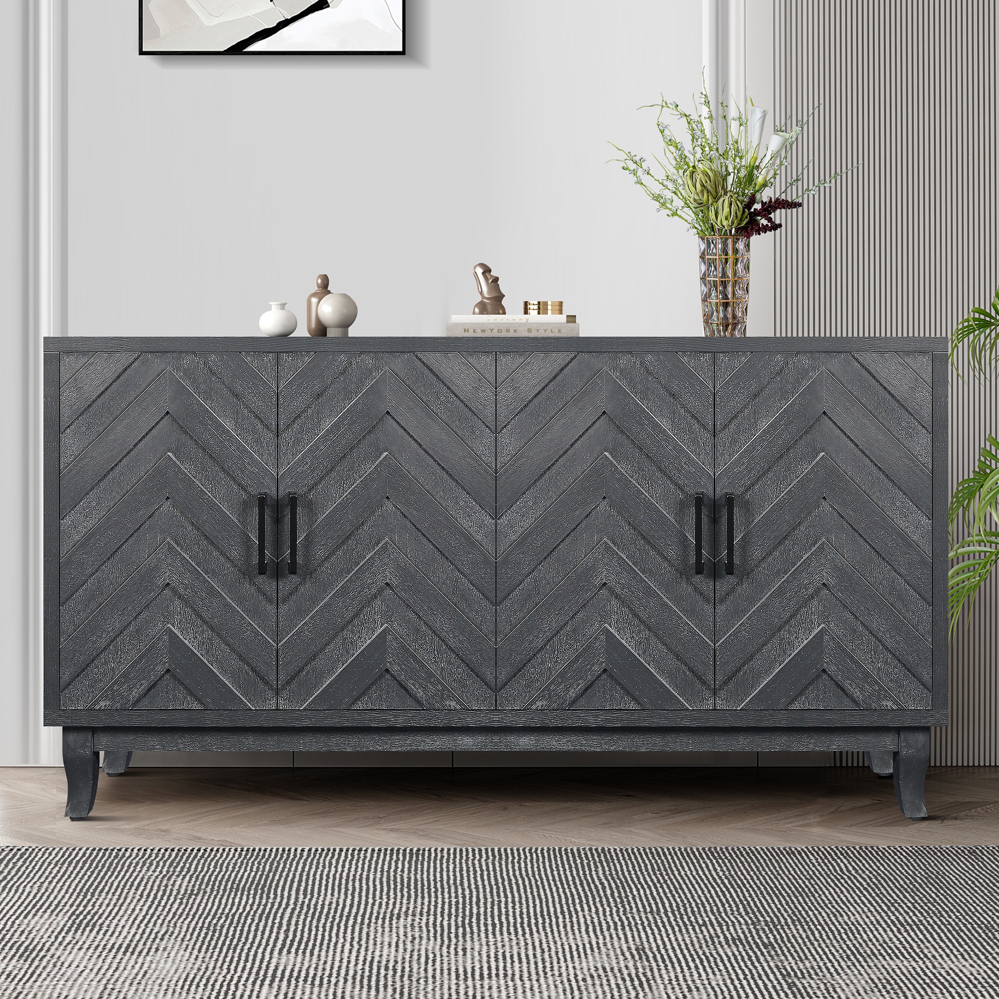 Bybafun YD2400023 Contemporary/Modern Gray Sideboard