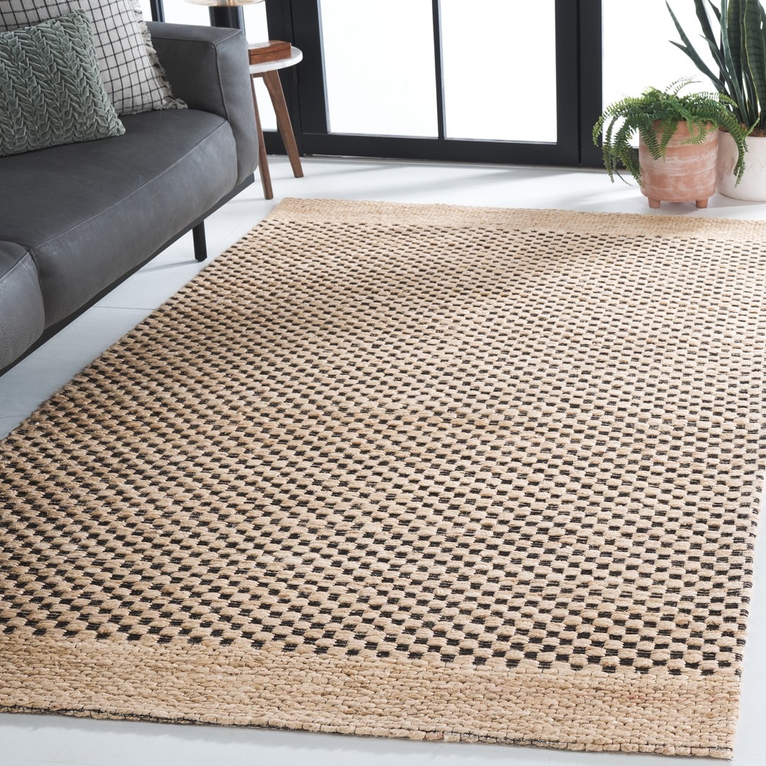  Natural Fiber 675 Beige/Black Contemporary 4ft x 6ft Rectangle Rug