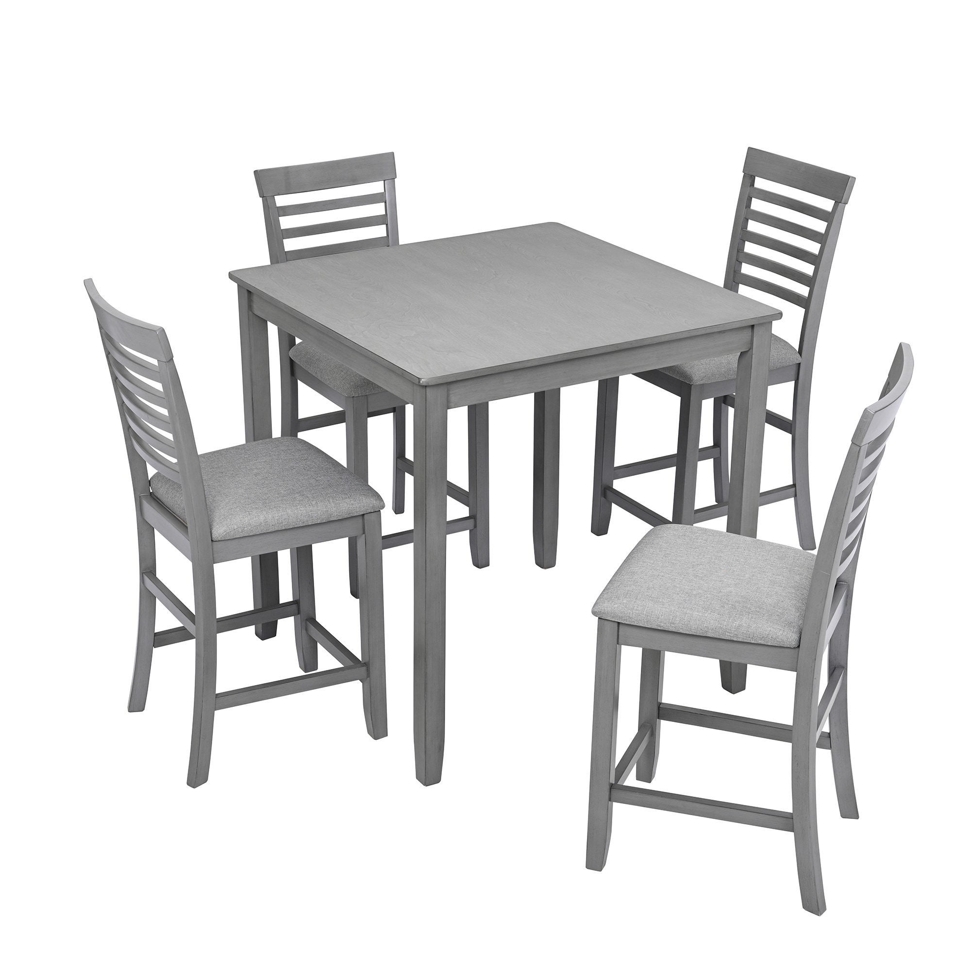 Sumyeg TR-ST000010AAE 5 Piece Dining Table Set Gray Contemporary/Modern Dining Room Set with Square Table ( Seats 4 )