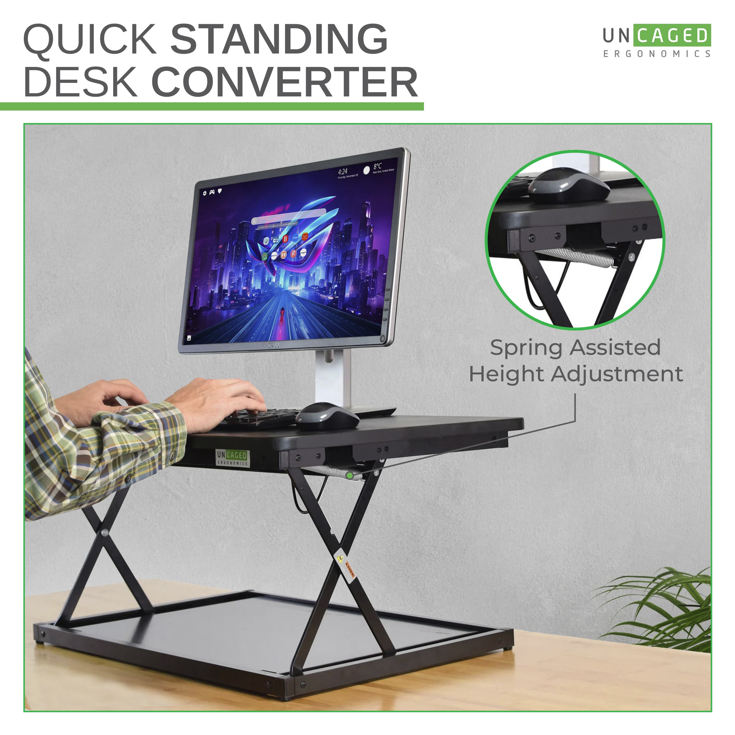 ErgoFlex Black Steel 27.5" Adjustable Height Standing Desk Converter