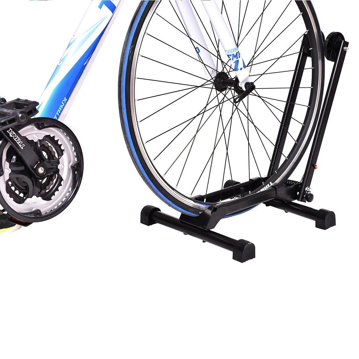 Goplus Black Steel Bike Stand with Folding Design - Holds 1 Bike, Easy ...