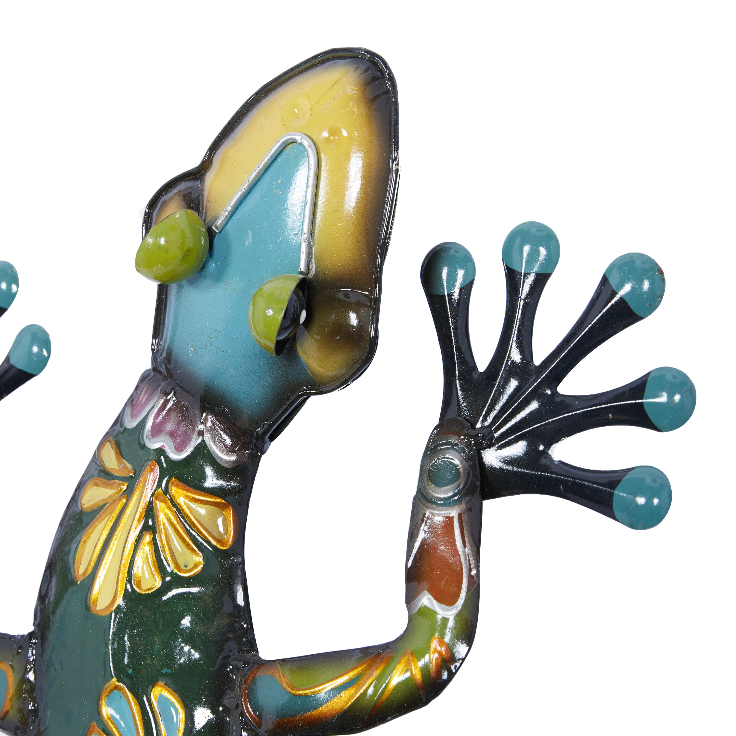 Multi-Colored Metal Floral Lizard Wall Decor, 32" x 15"