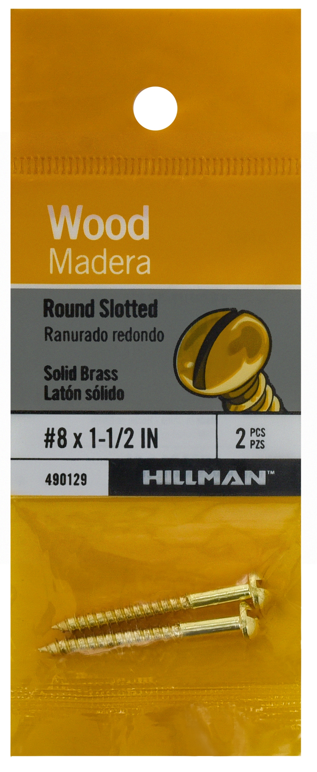 Hillman 490129 #8 x 1-1/2-in Brass Interior Wood screws ( 2 -Per Box )